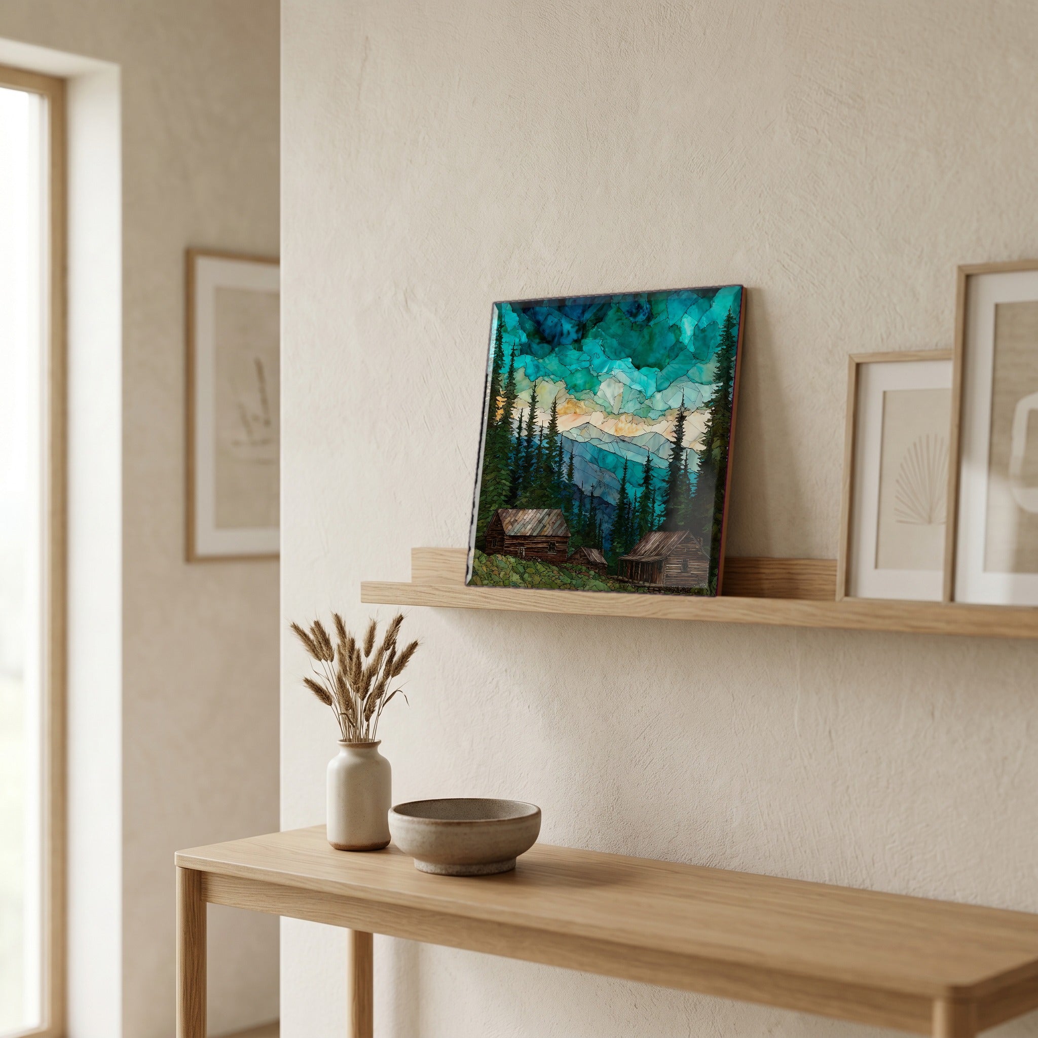 In the entryway, first thing you see.