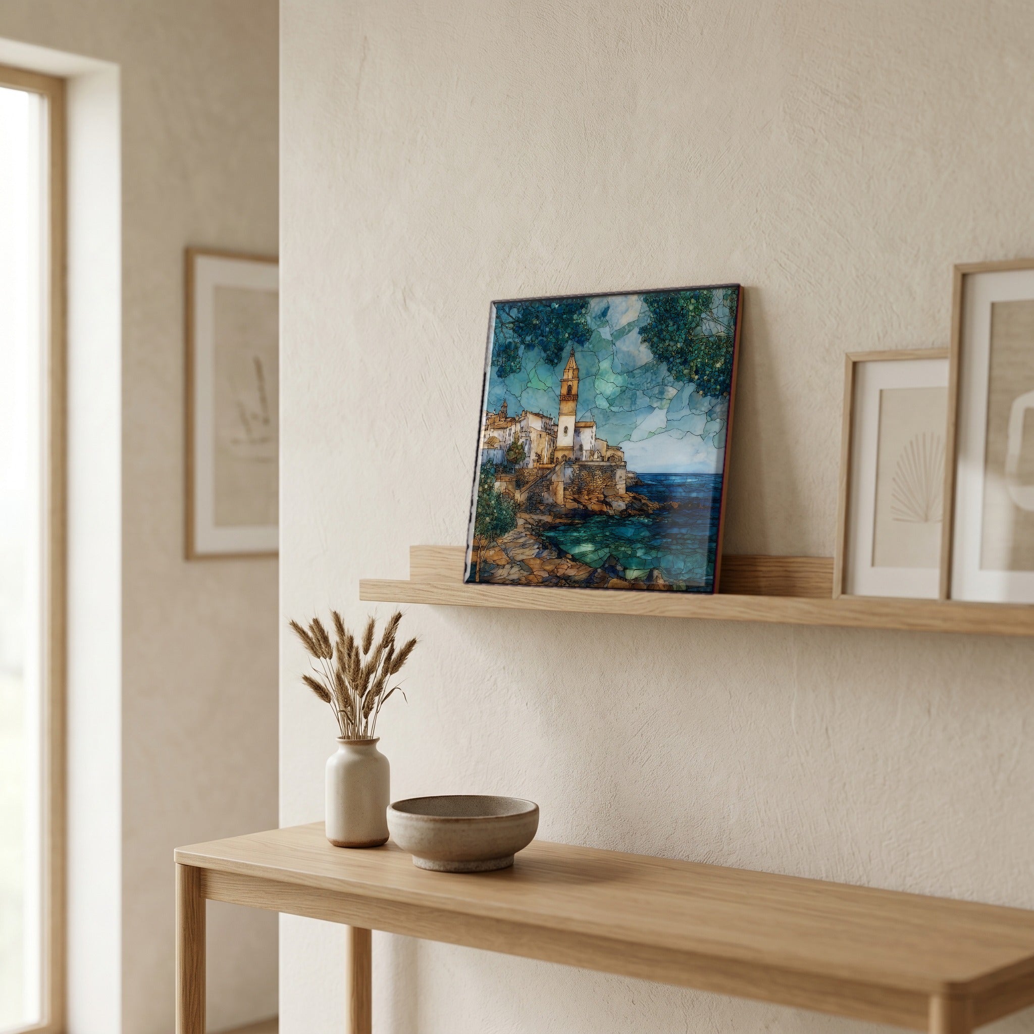 In the entryway, first thing you see.