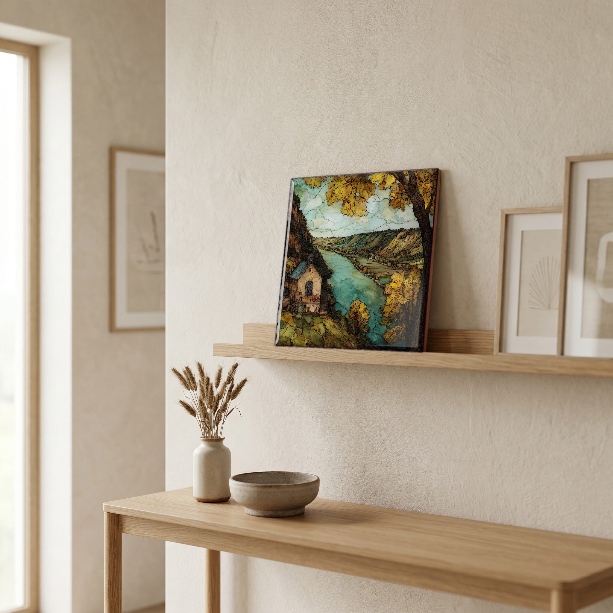 In the entryway, first thing you see.