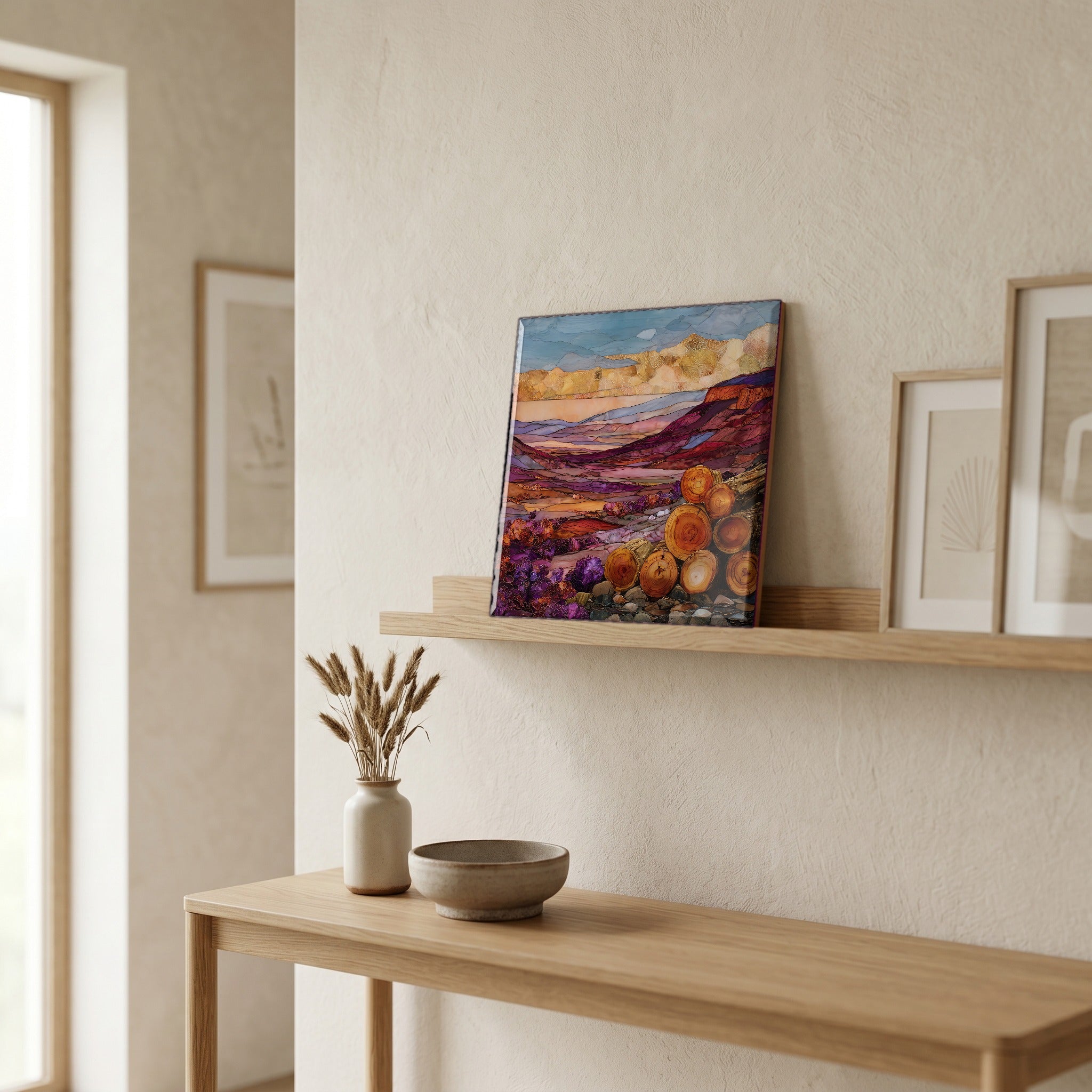 In the entryway, first thing you see.