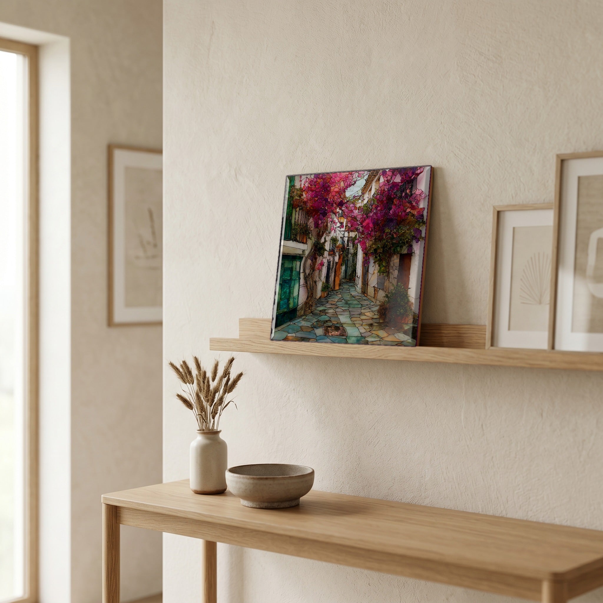 In the entryway, first thing you see.