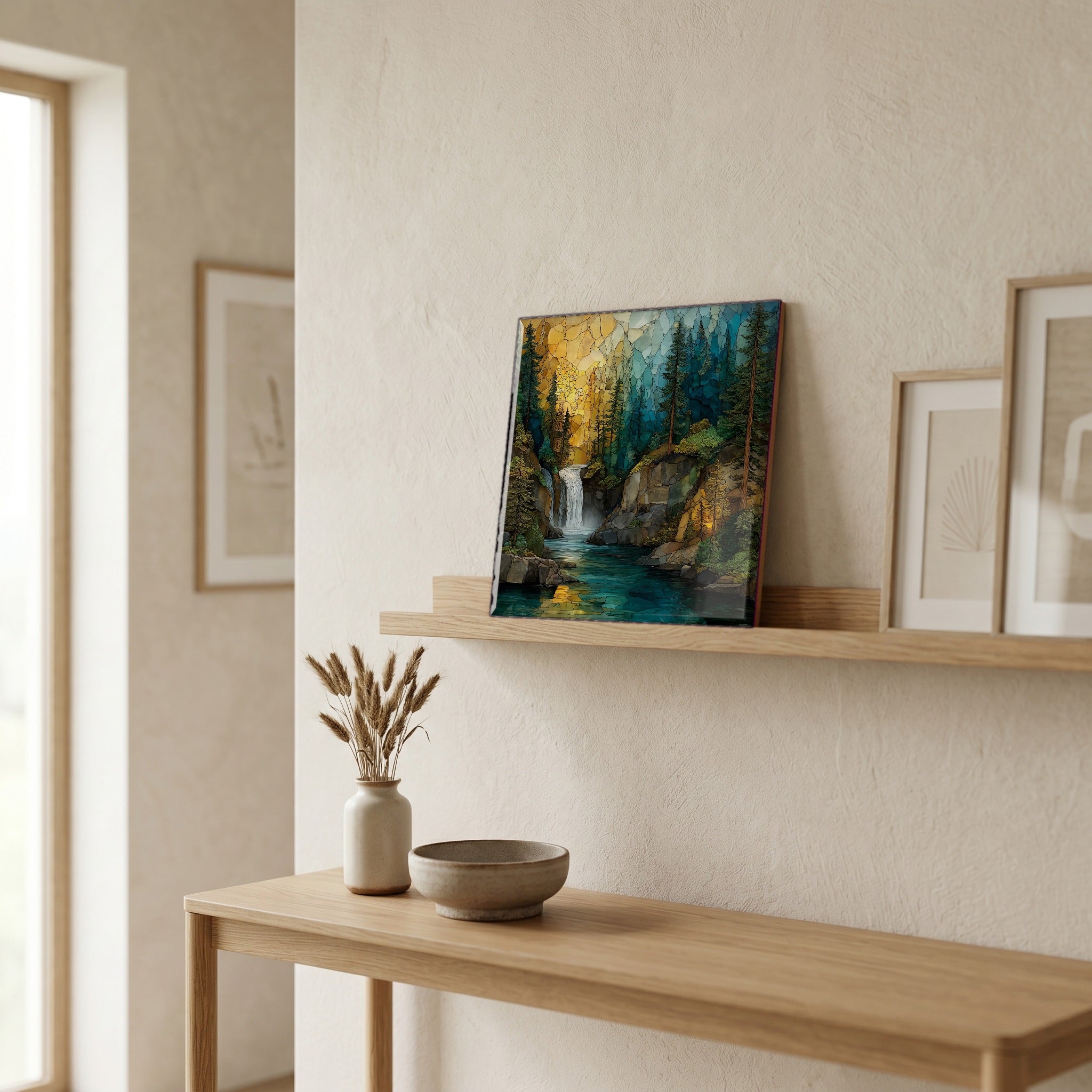In the entryway, first thing you see.