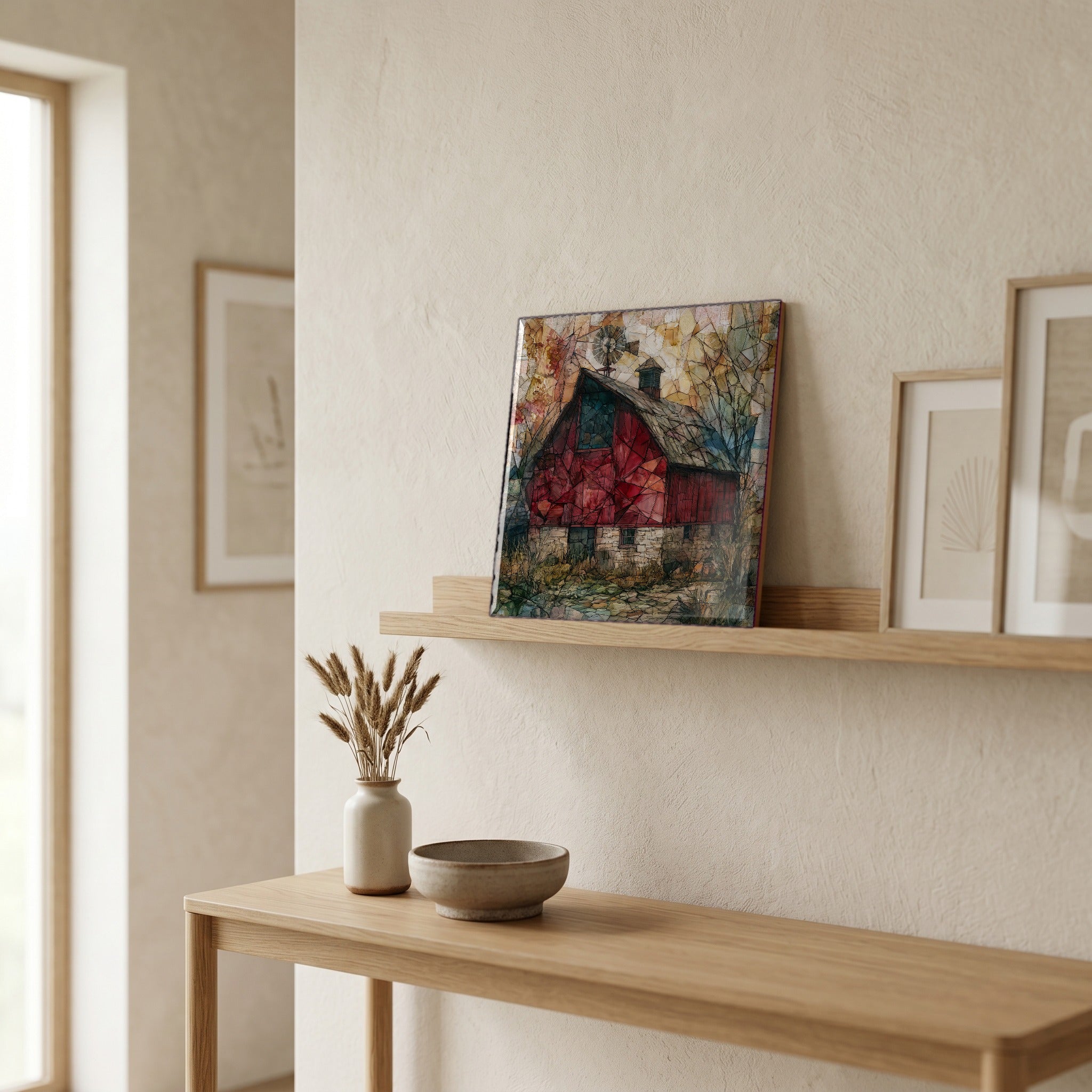 In the entryway, first thing you see.