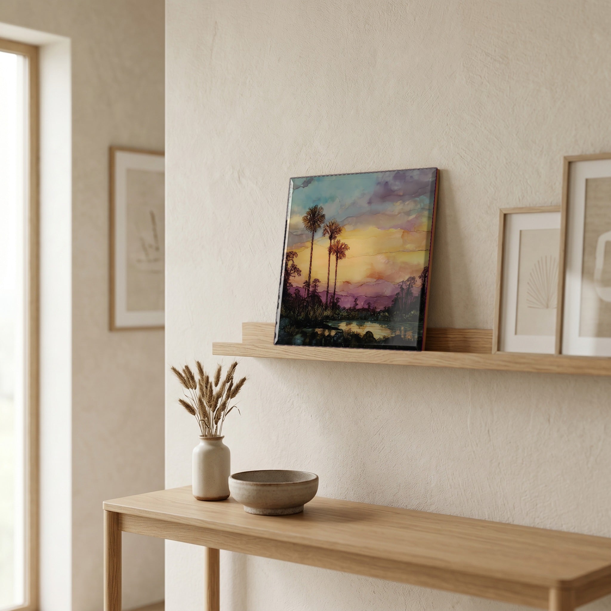 In the entryway, first thing you see.
