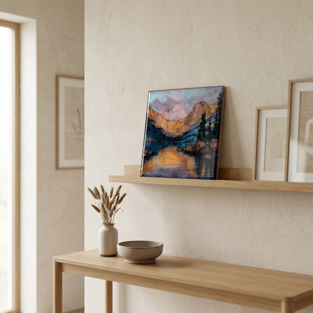 On a picture ledge, where the light comes in.