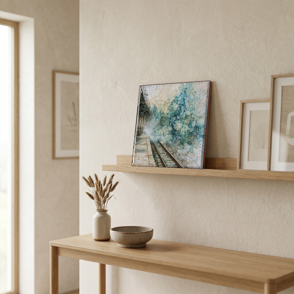 In the entryway, first thing you see.