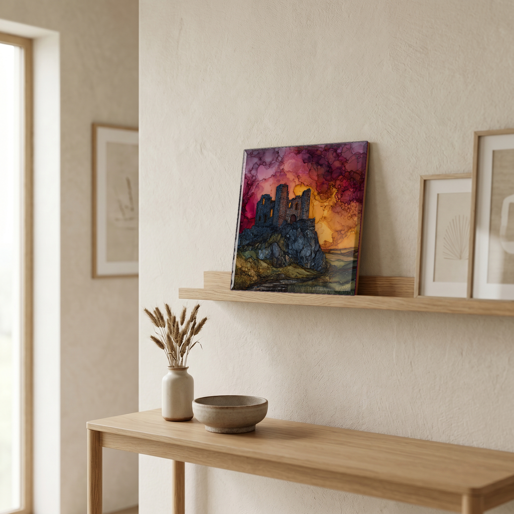 On a picture ledge, where the light comes in.