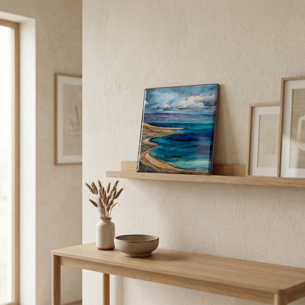 In the entryway, first thing you see.