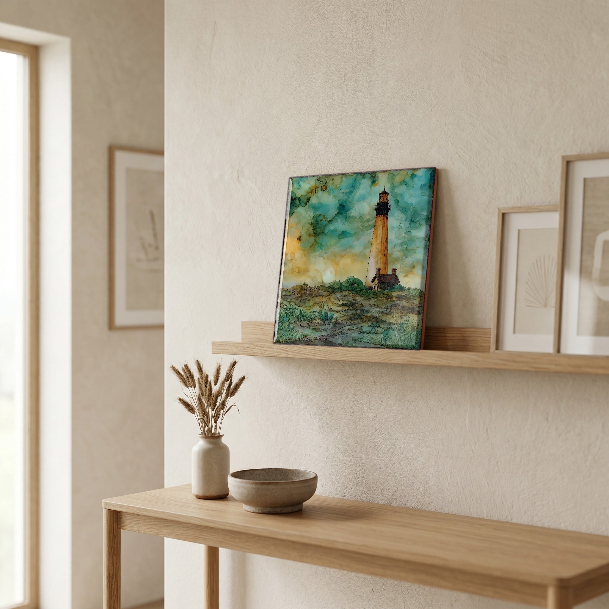 In the entryway, first thing you see.