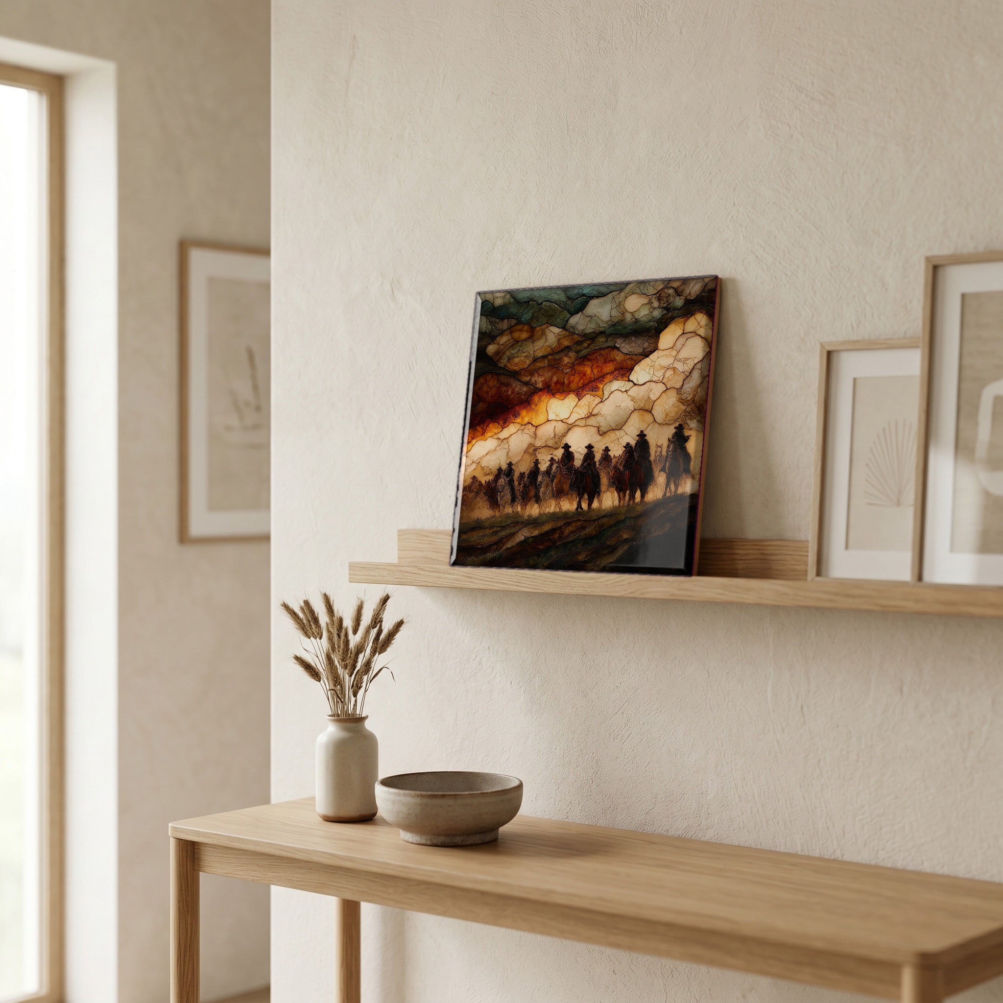 In the entryway, first thing you see.
