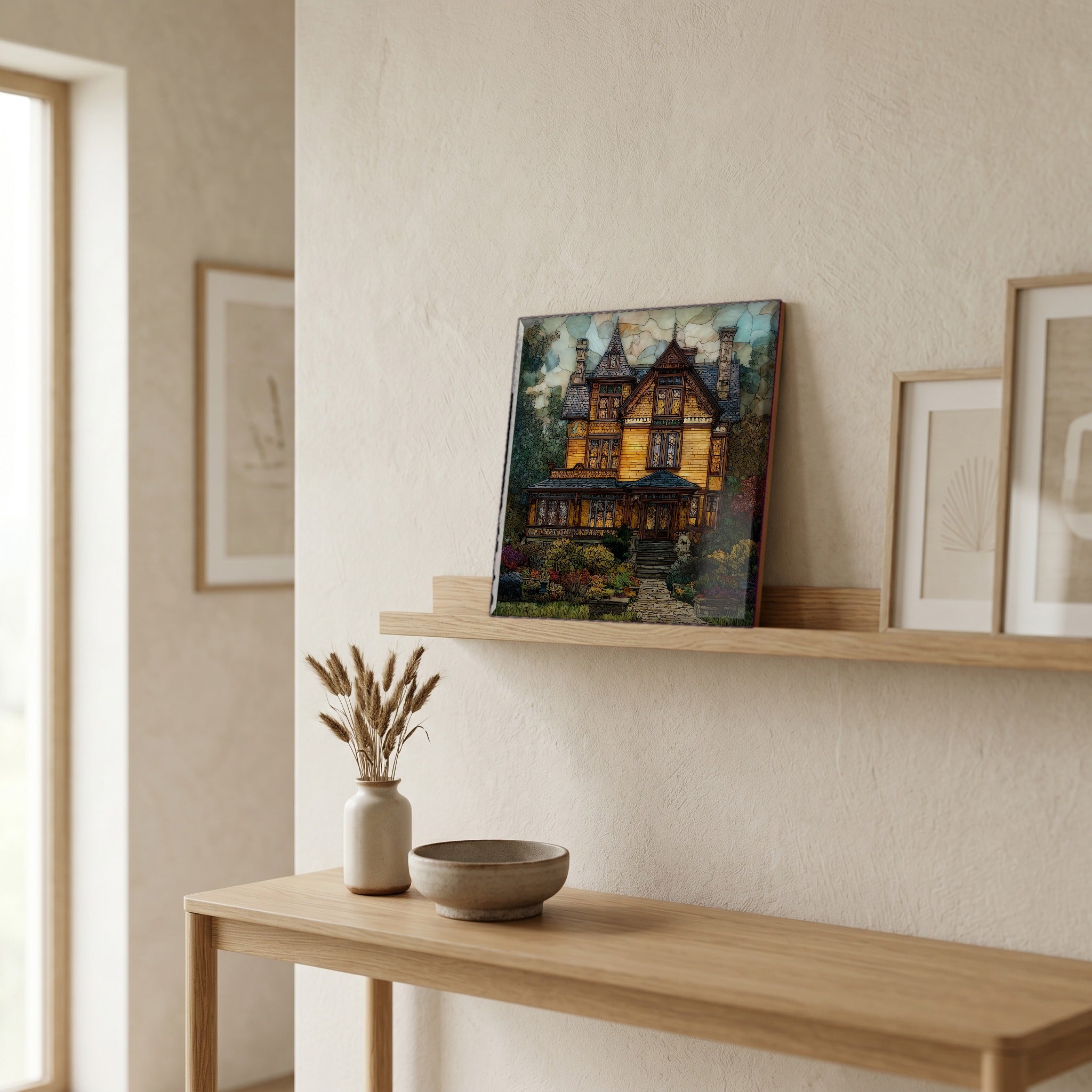 In the entryway, first thing you see.
