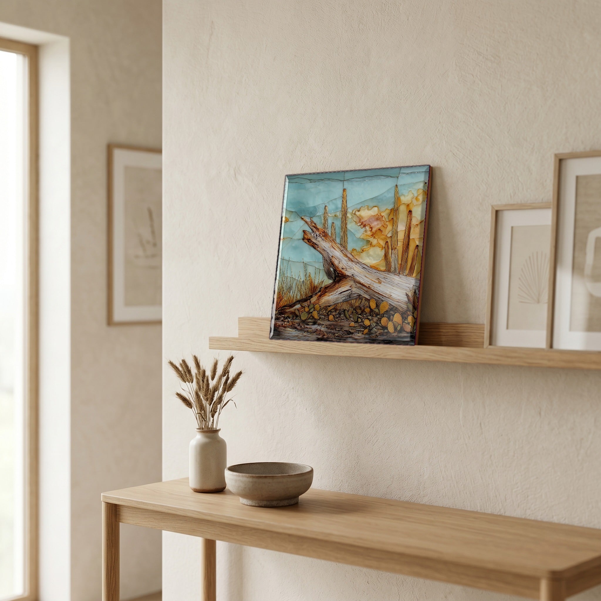 In the entryway, first thing you see.