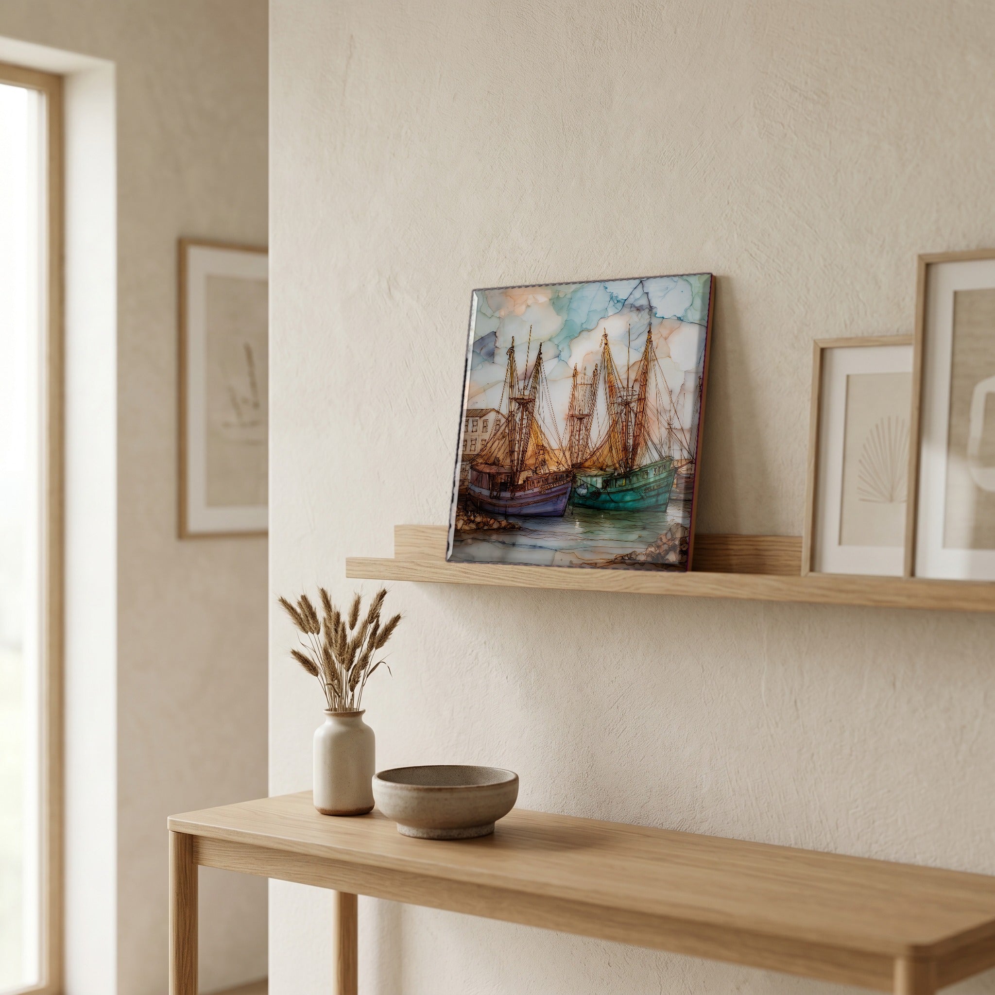 In the entryway, first thing you see.