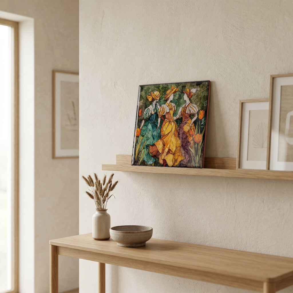 In the entryway, first thing you see.