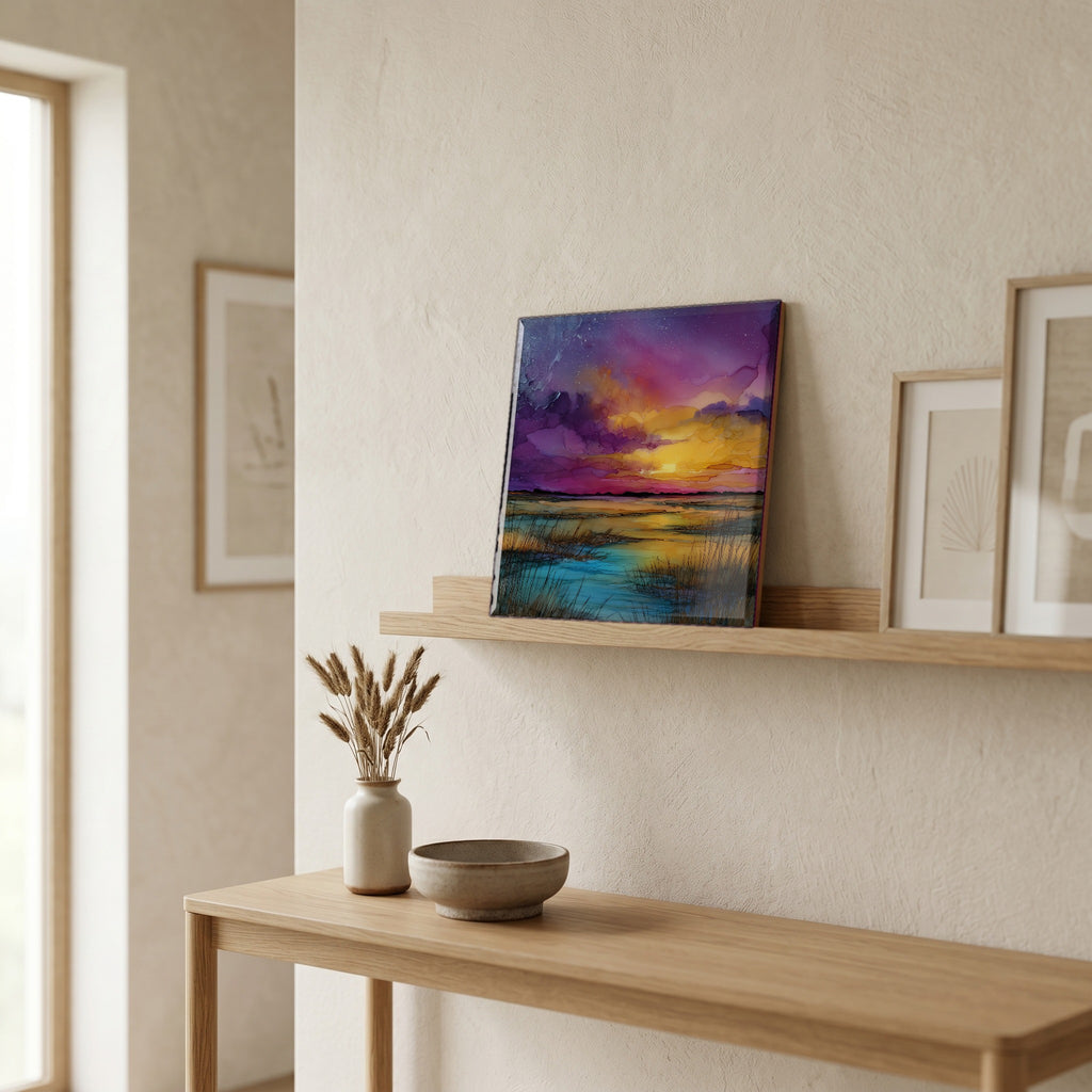 On a picture ledge, where the light comes in.