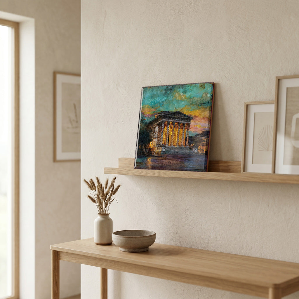 On a picture ledge, where the light comes in.