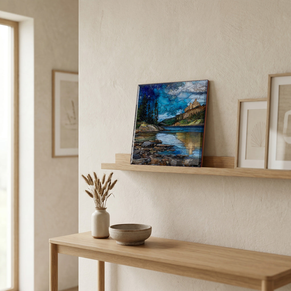 In the entryway, first thing you see.