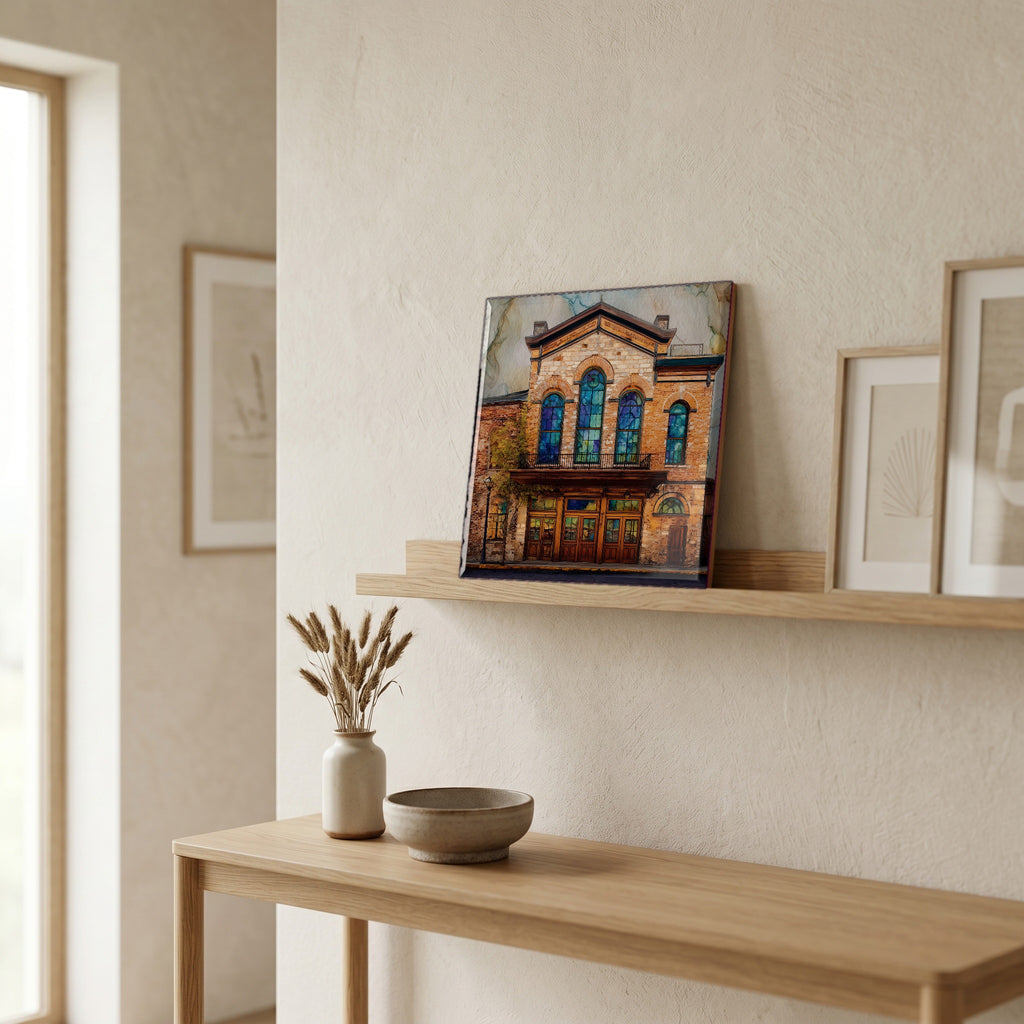 In the entryway, first thing you see.