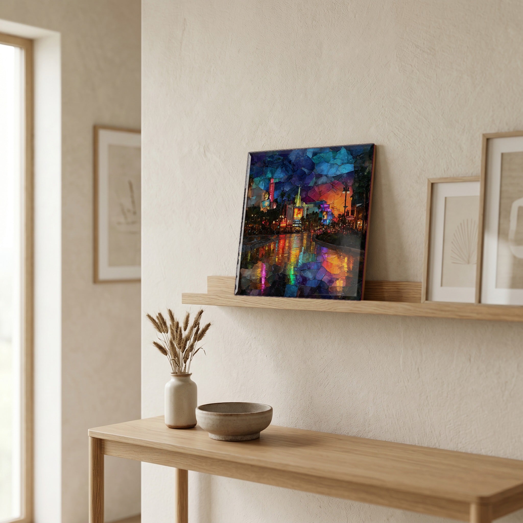 In the entryway, first thing you see.
