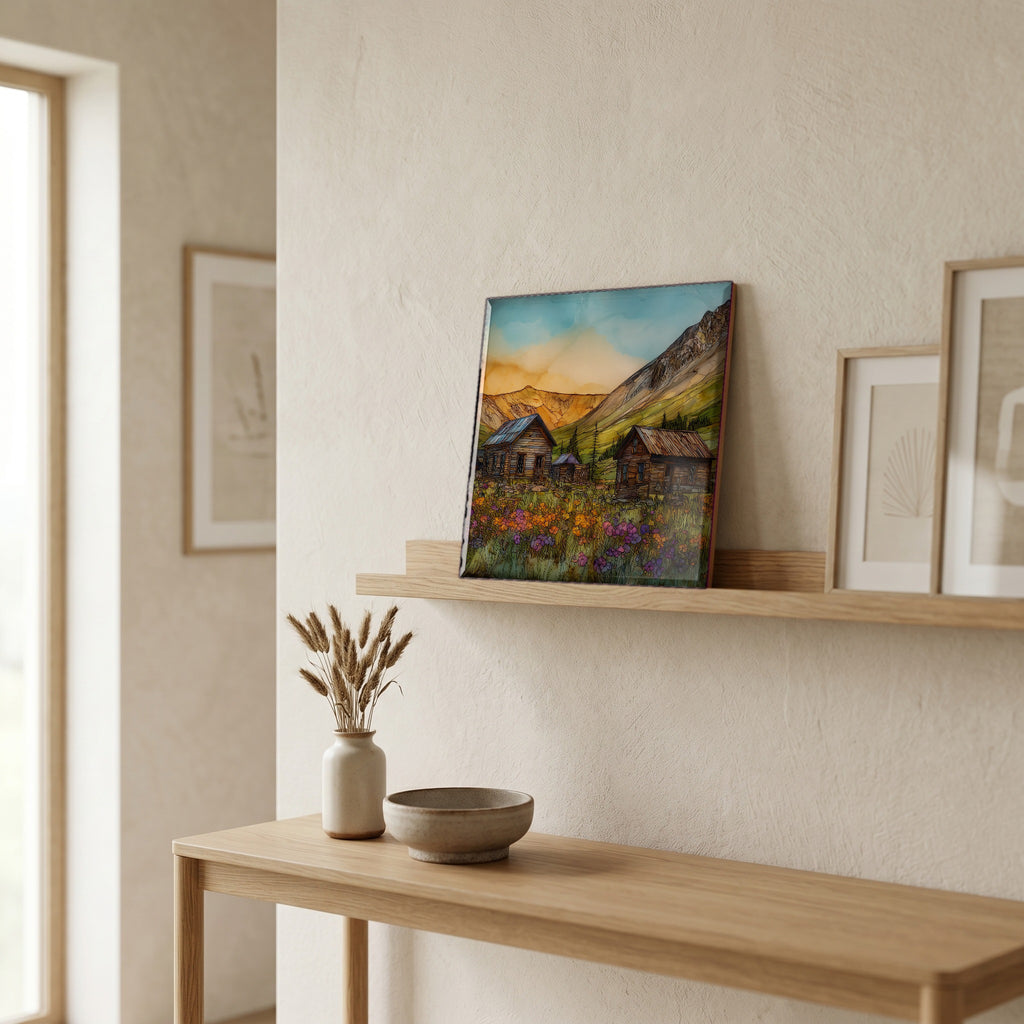 On a picture ledge, where the light comes in.