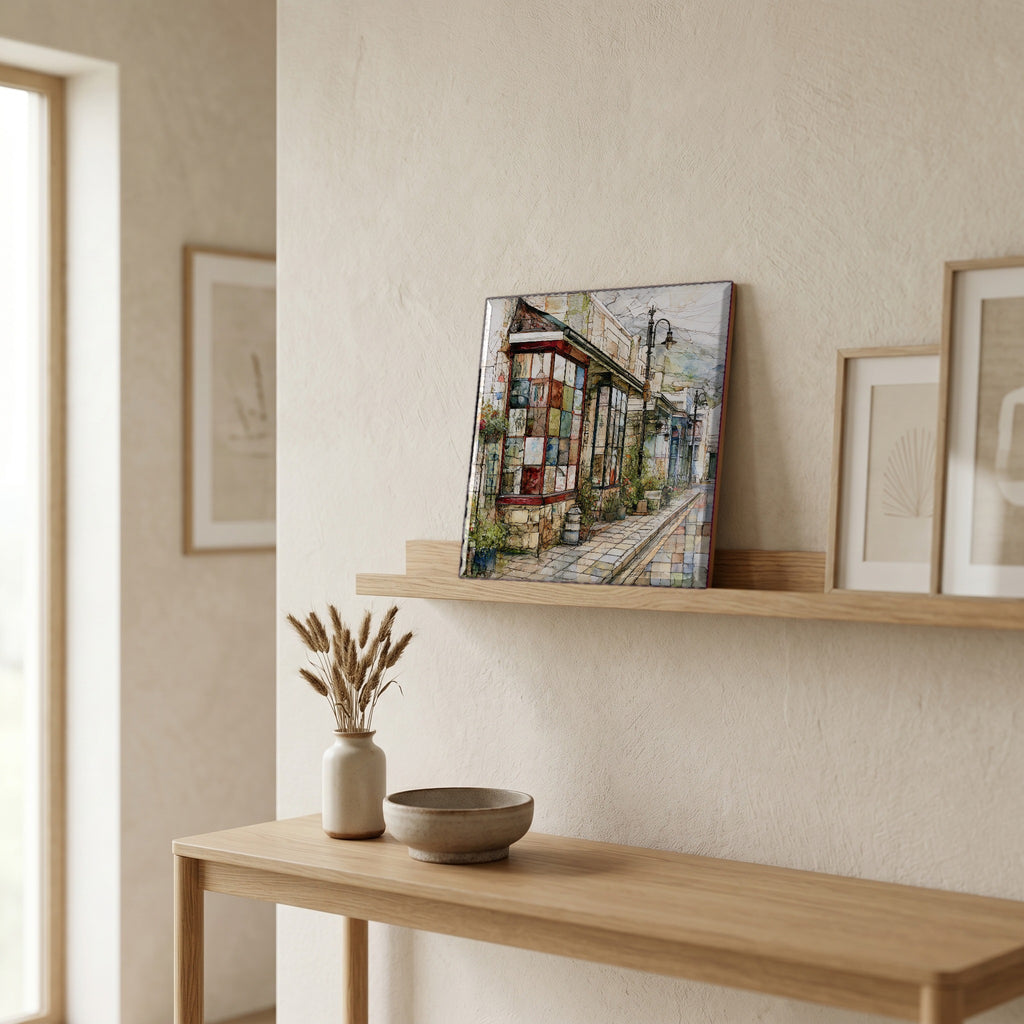 In the entryway, first thing you see.