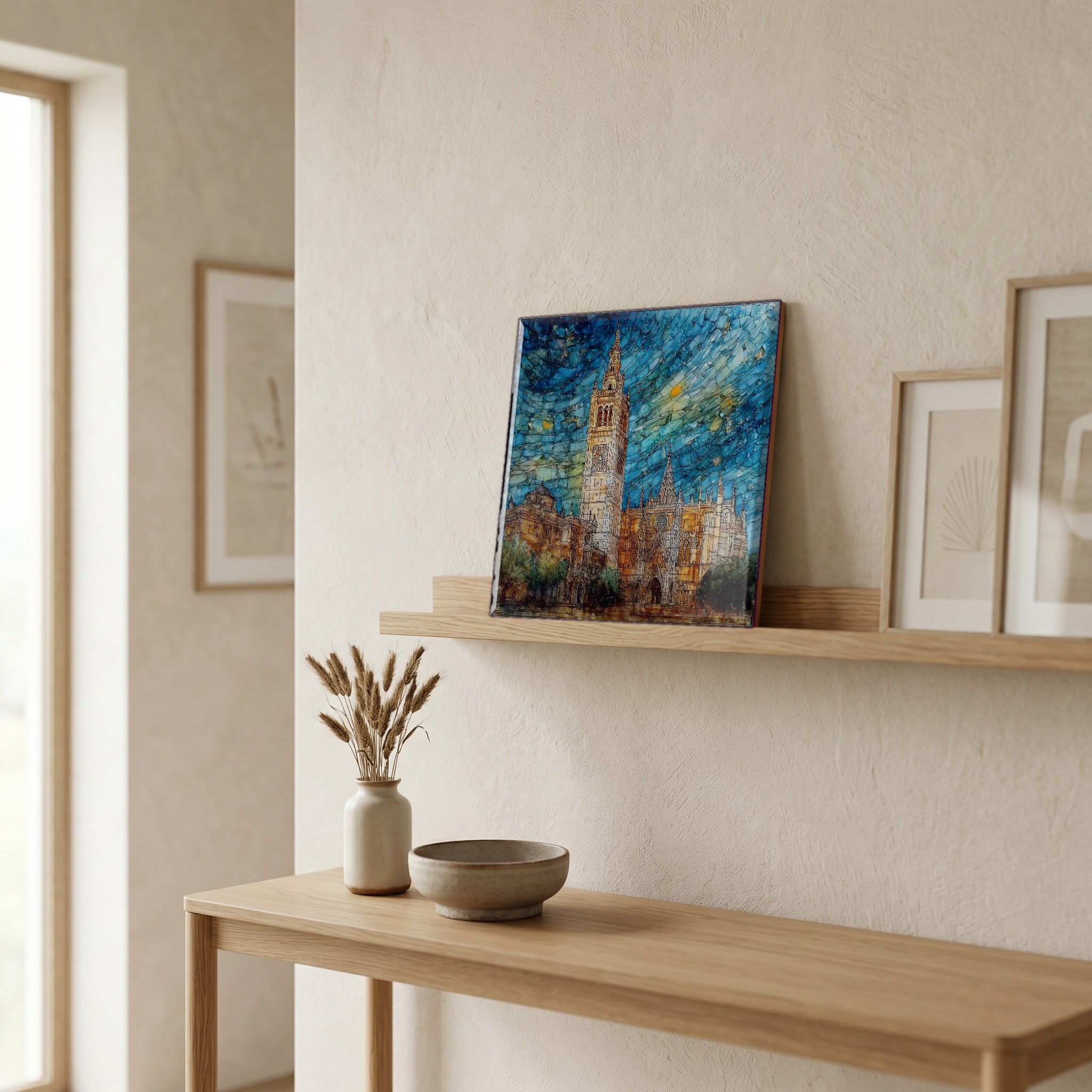 In the entryway, first thing you see.