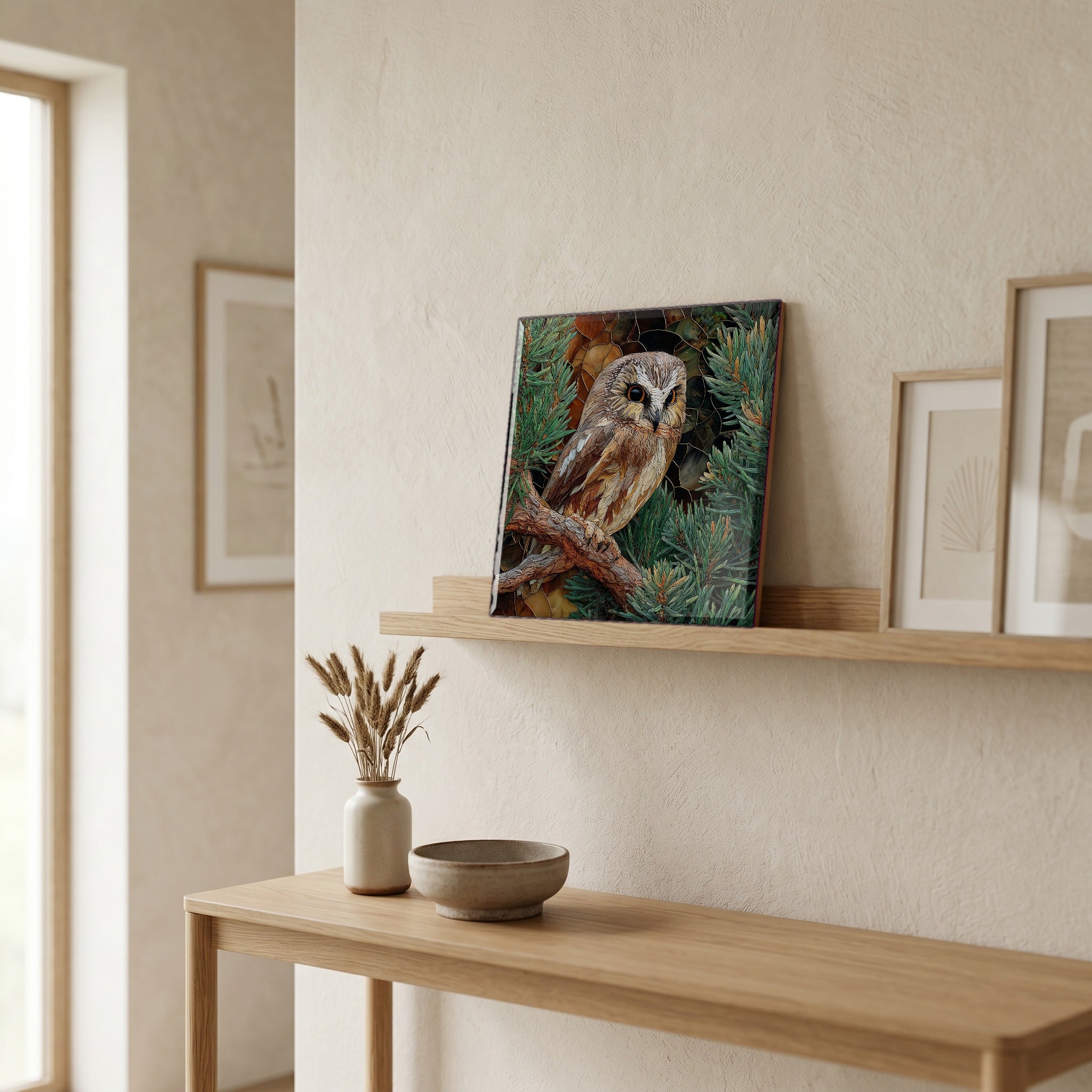 In the entryway, first thing you see.