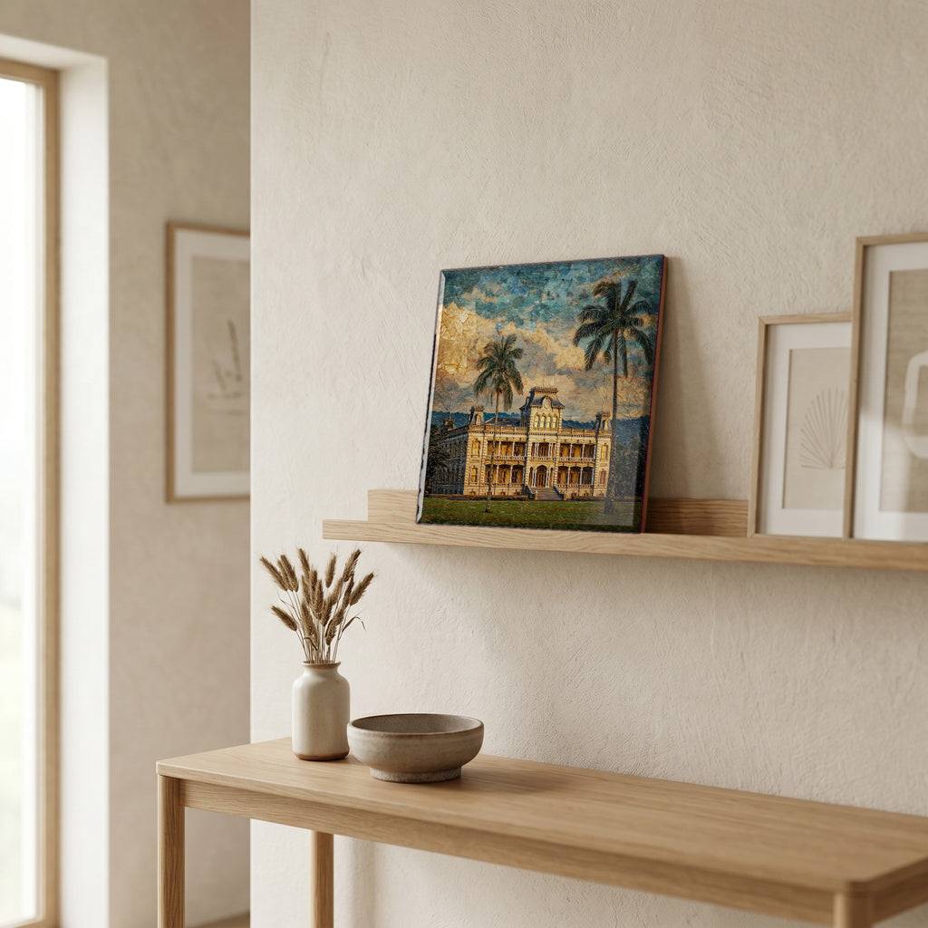 On a picture ledge, where the light comes in.