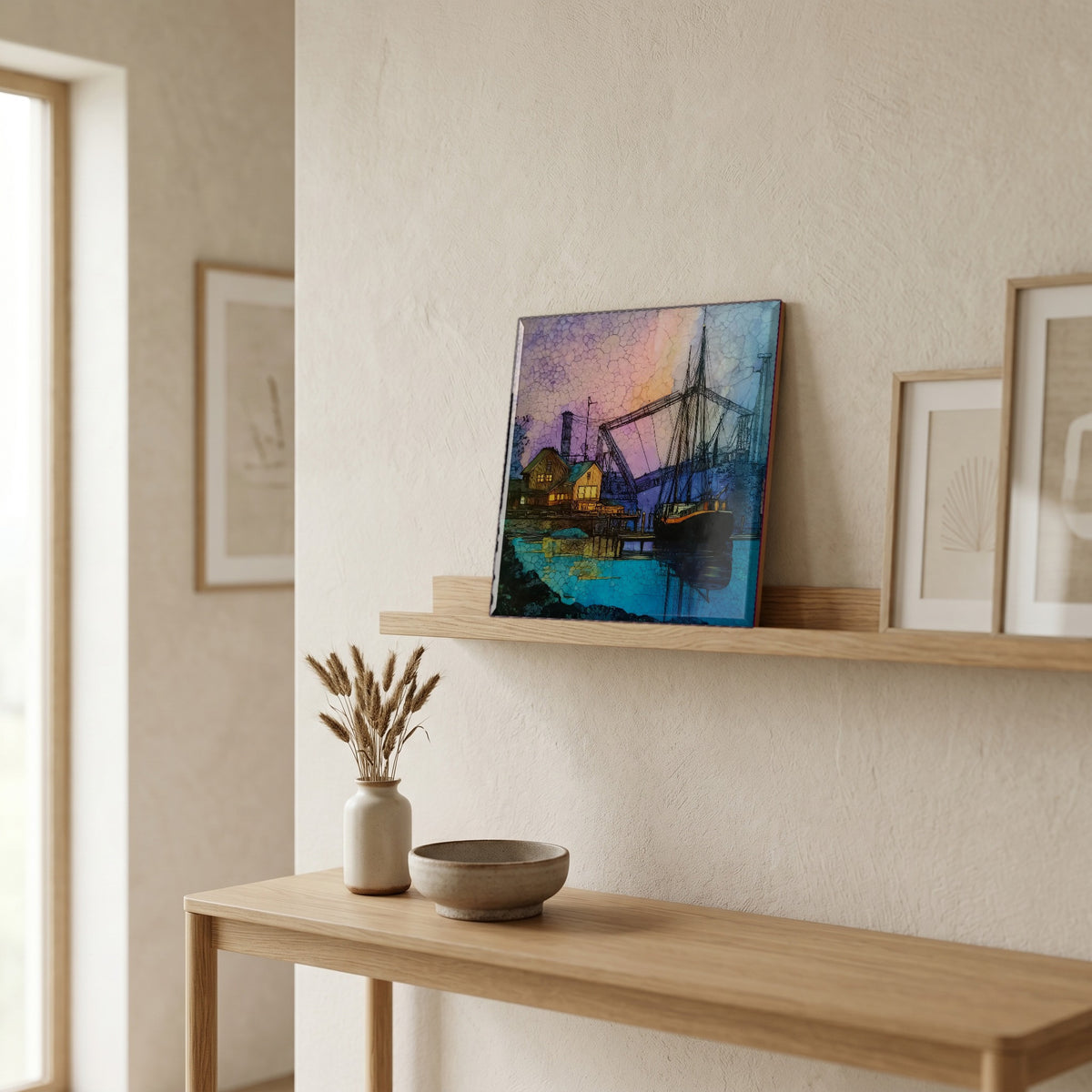 In the entryway, first thing you see.