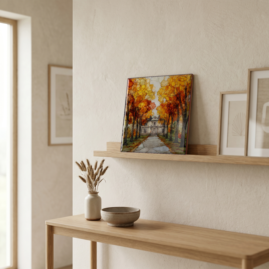 On a picture ledge, where the light comes in.