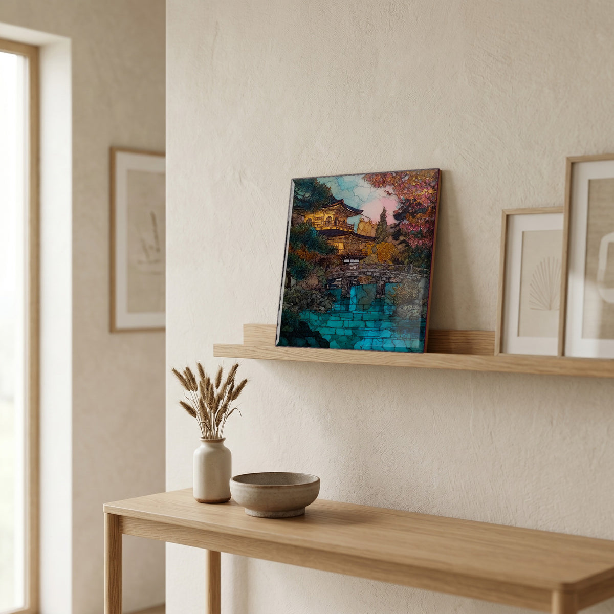 In the entryway, first thing you see.
