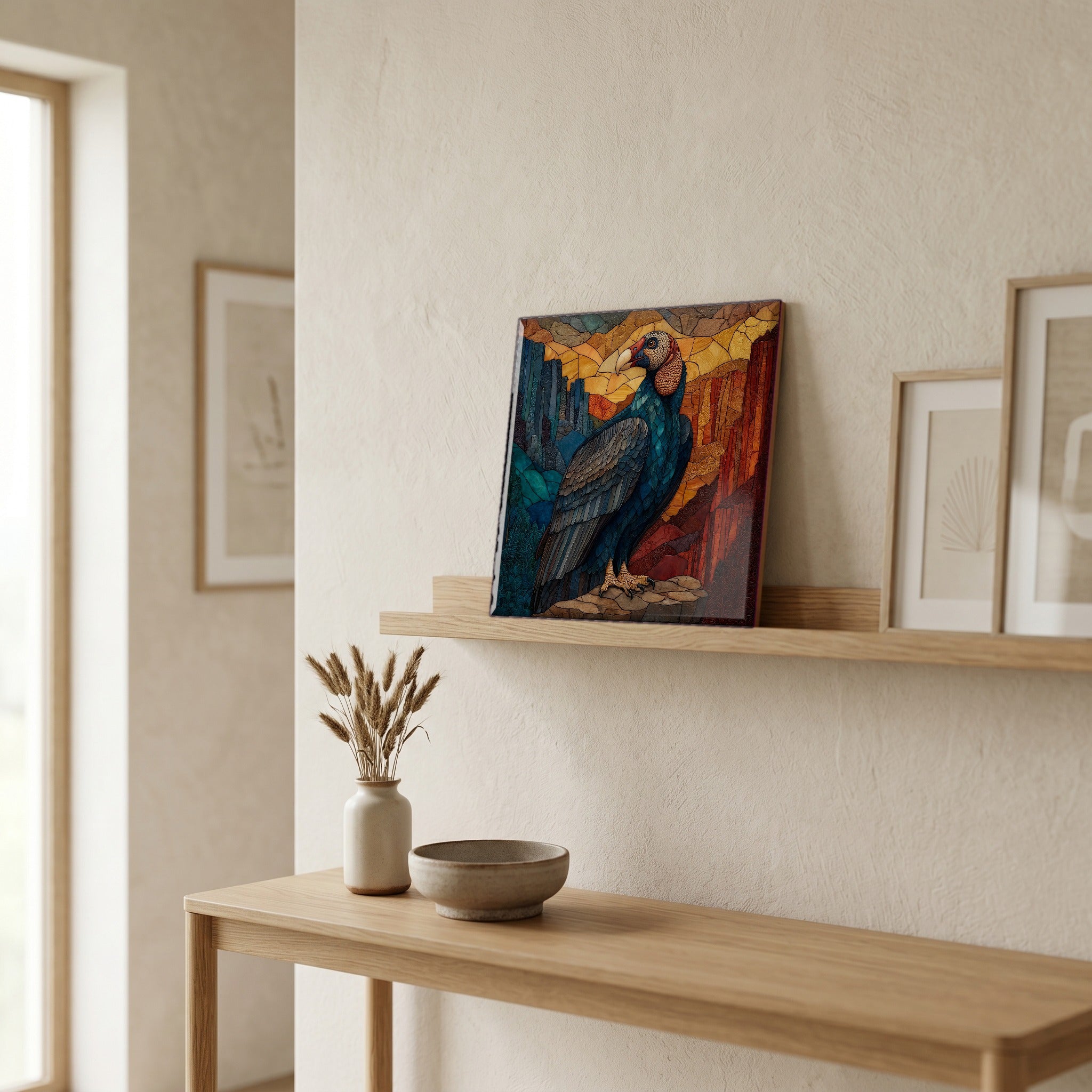 In the entryway, first thing you see.