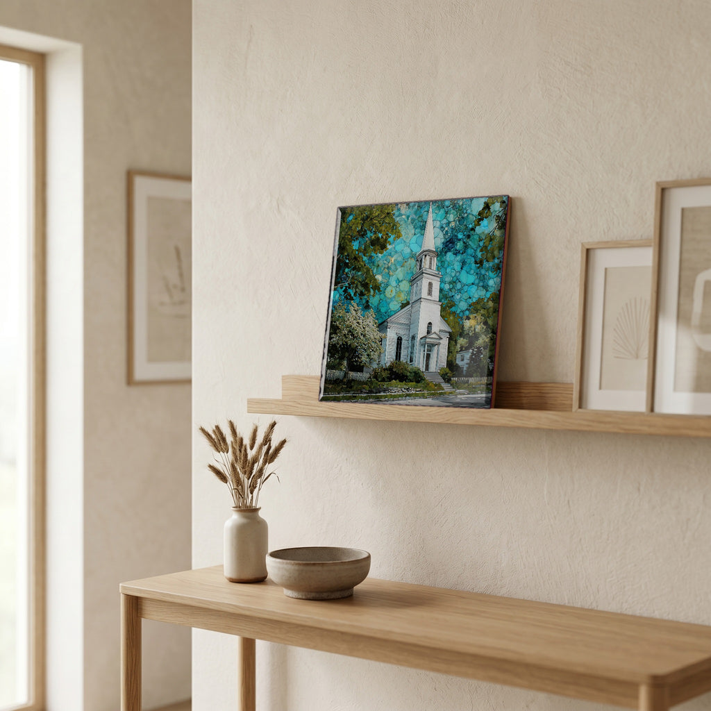 In the entryway, first thing you see.