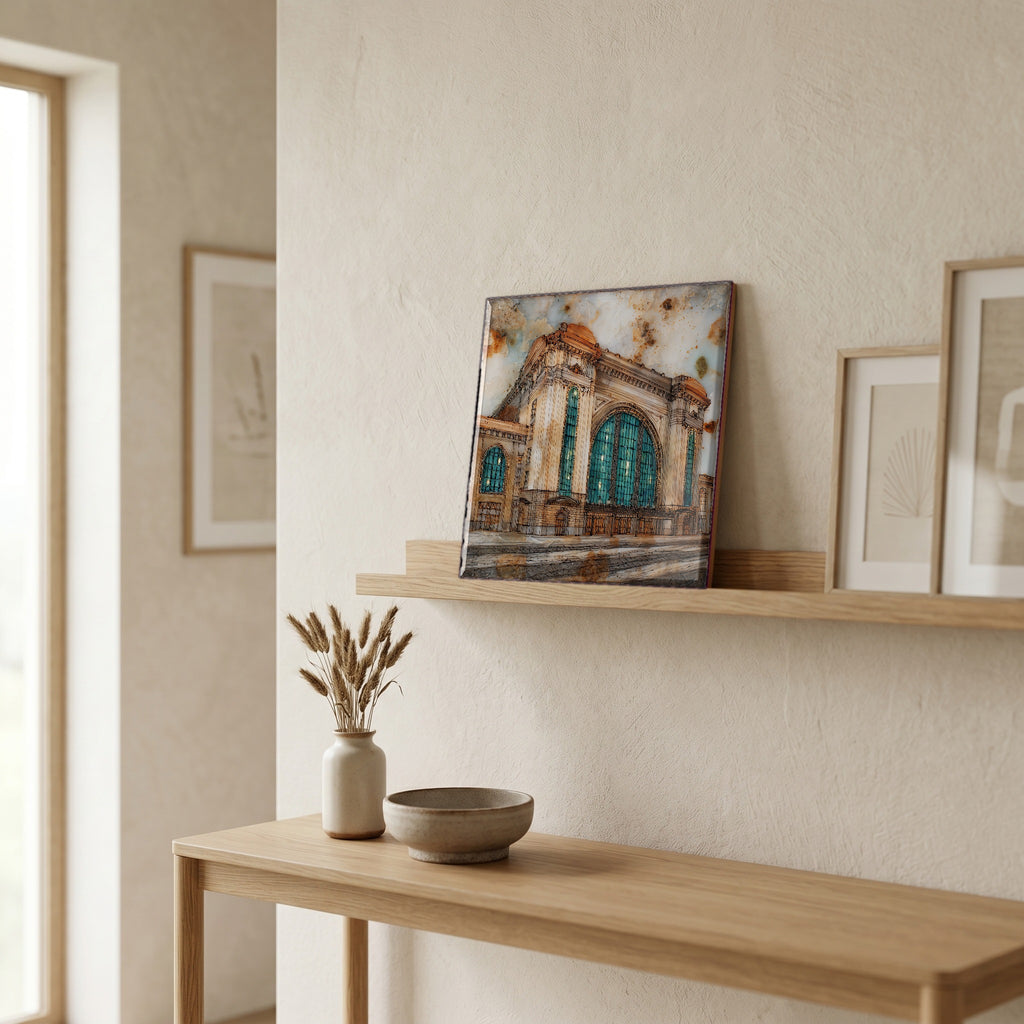 In the entryway, first thing you see.