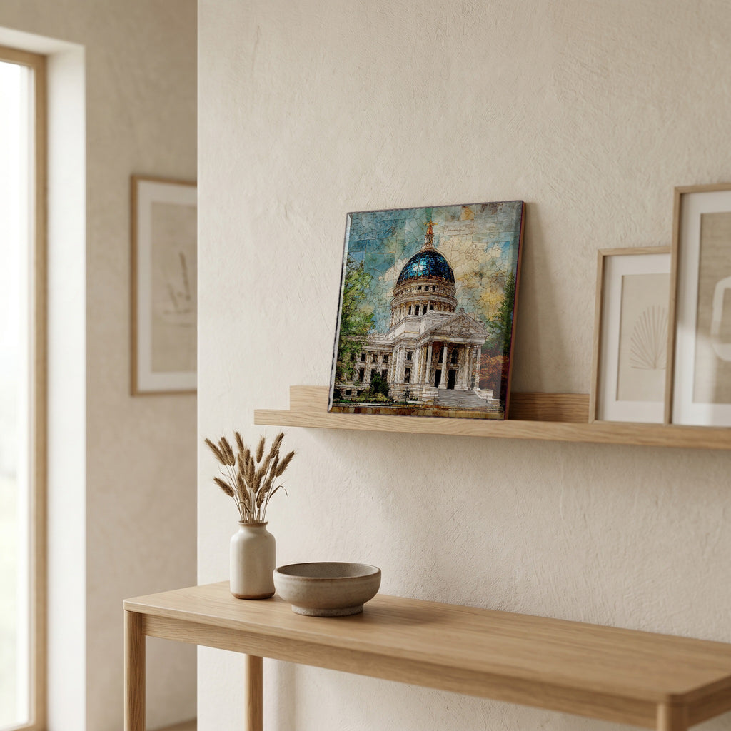 In the entryway, first thing you see.