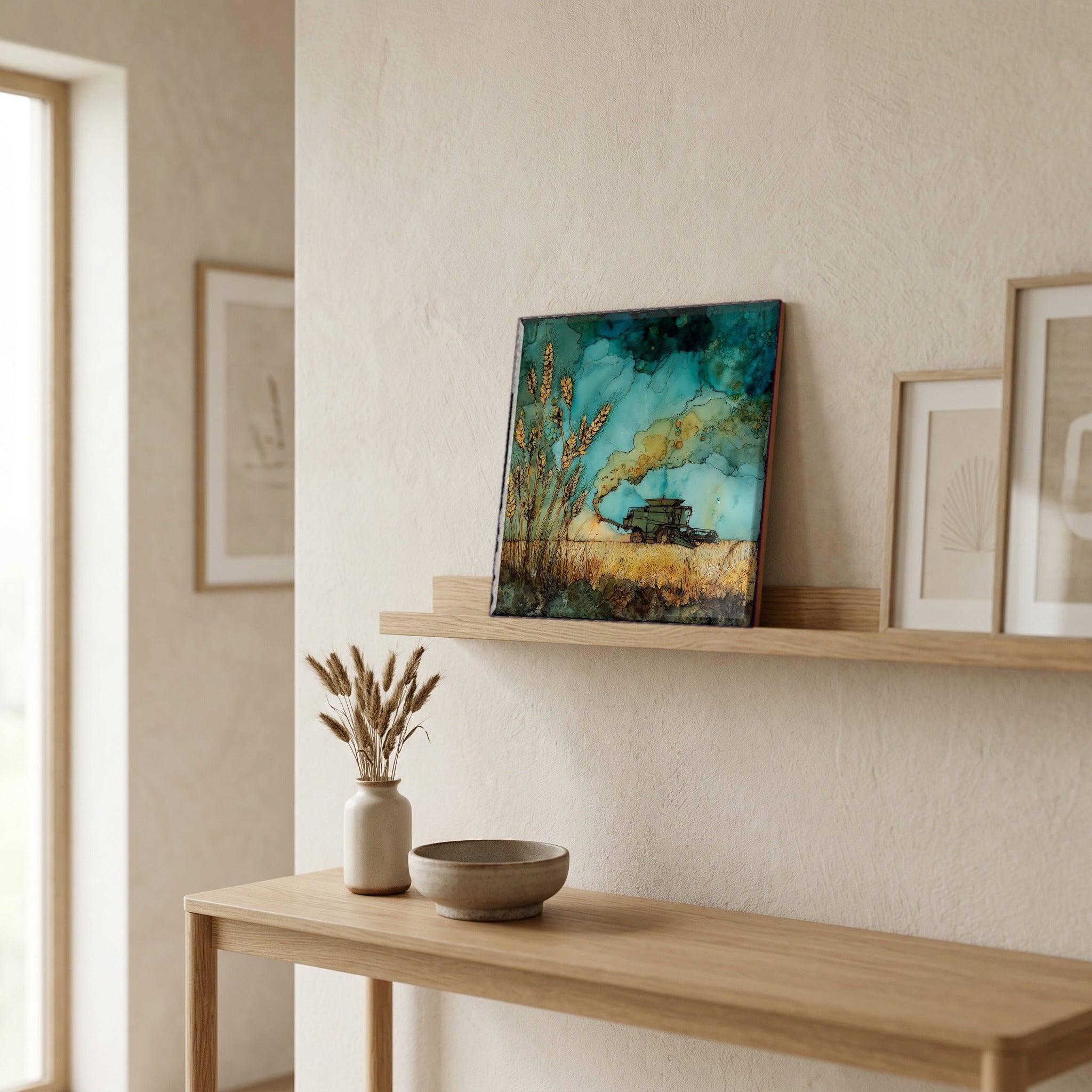 In the entryway, first thing you see.