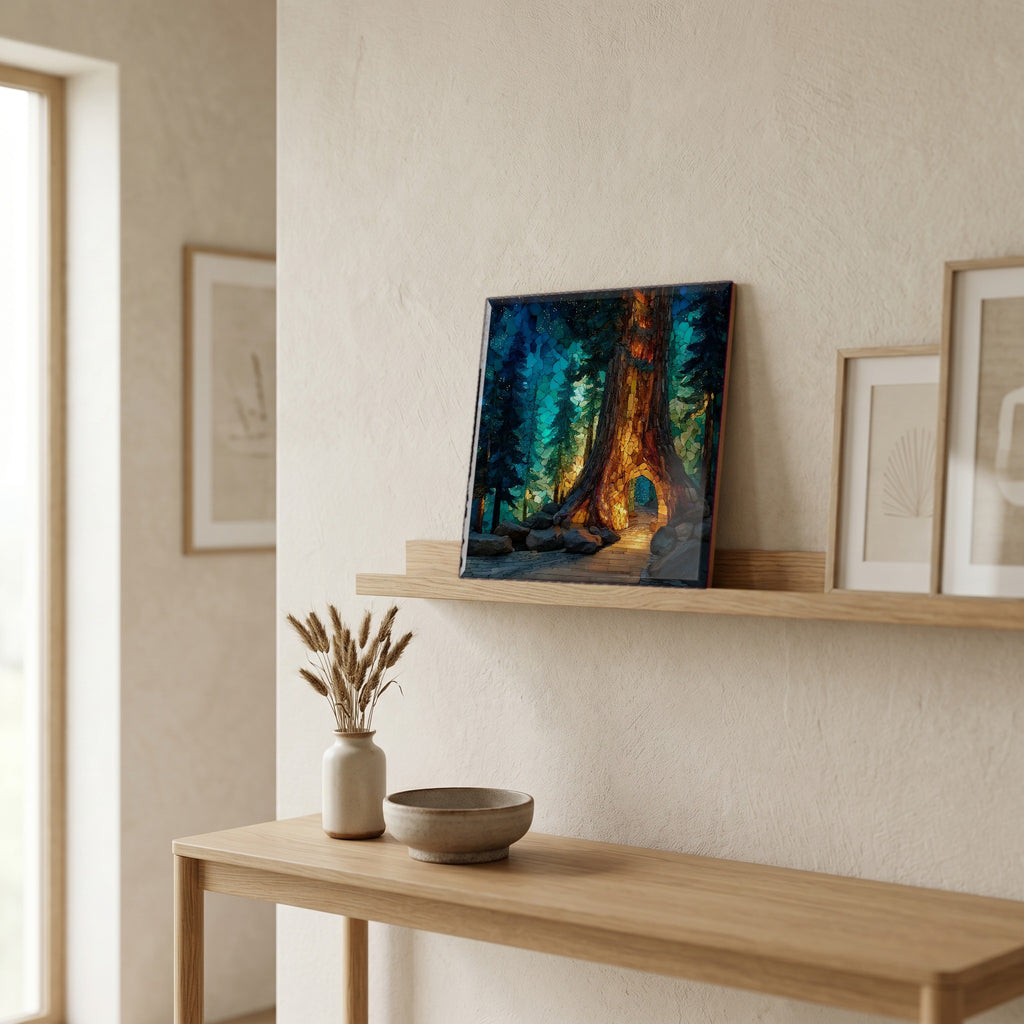 In the entryway, first thing you see.