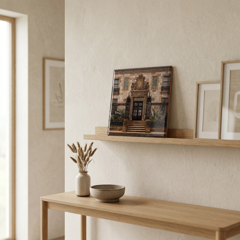 In the entryway, first thing you see.