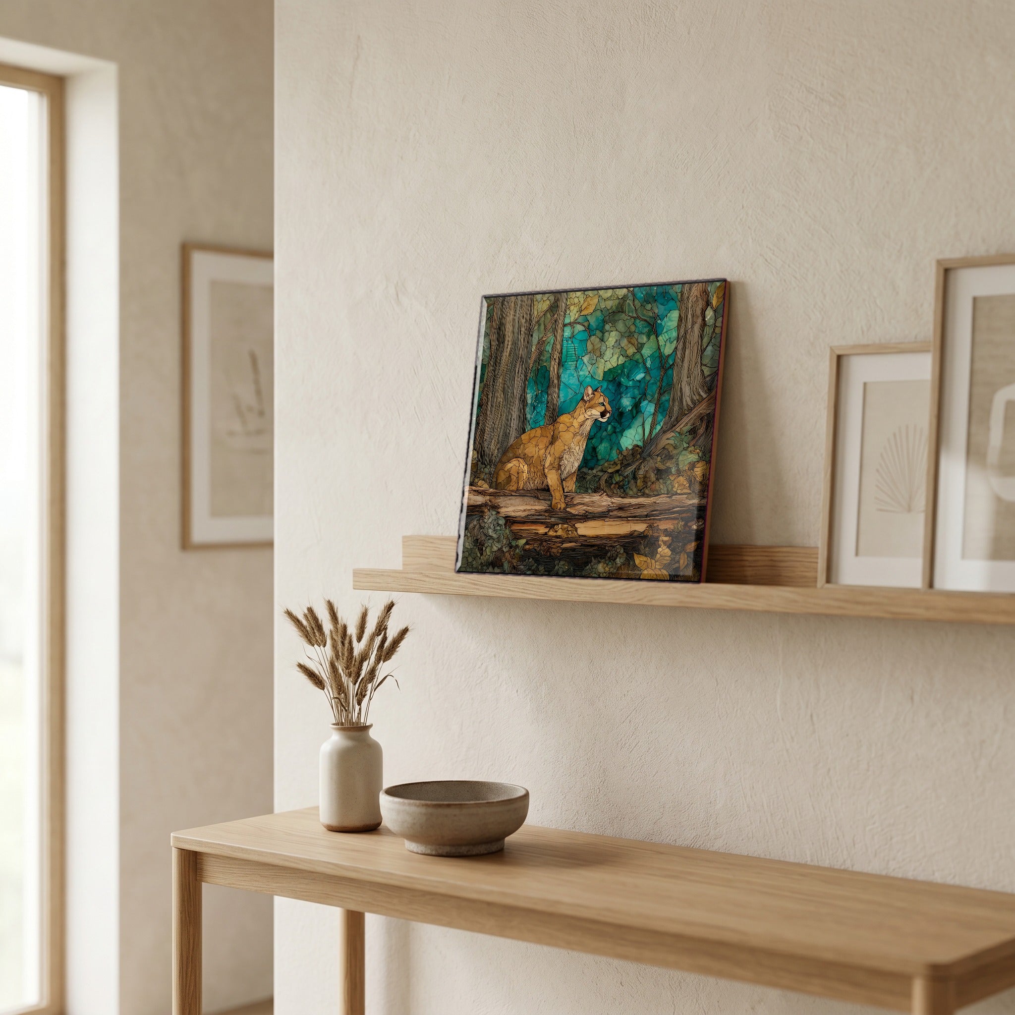 In the entryway, first thing you see.
