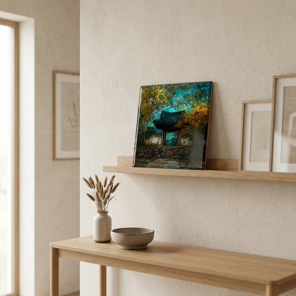 In the entryway, first thing you see.