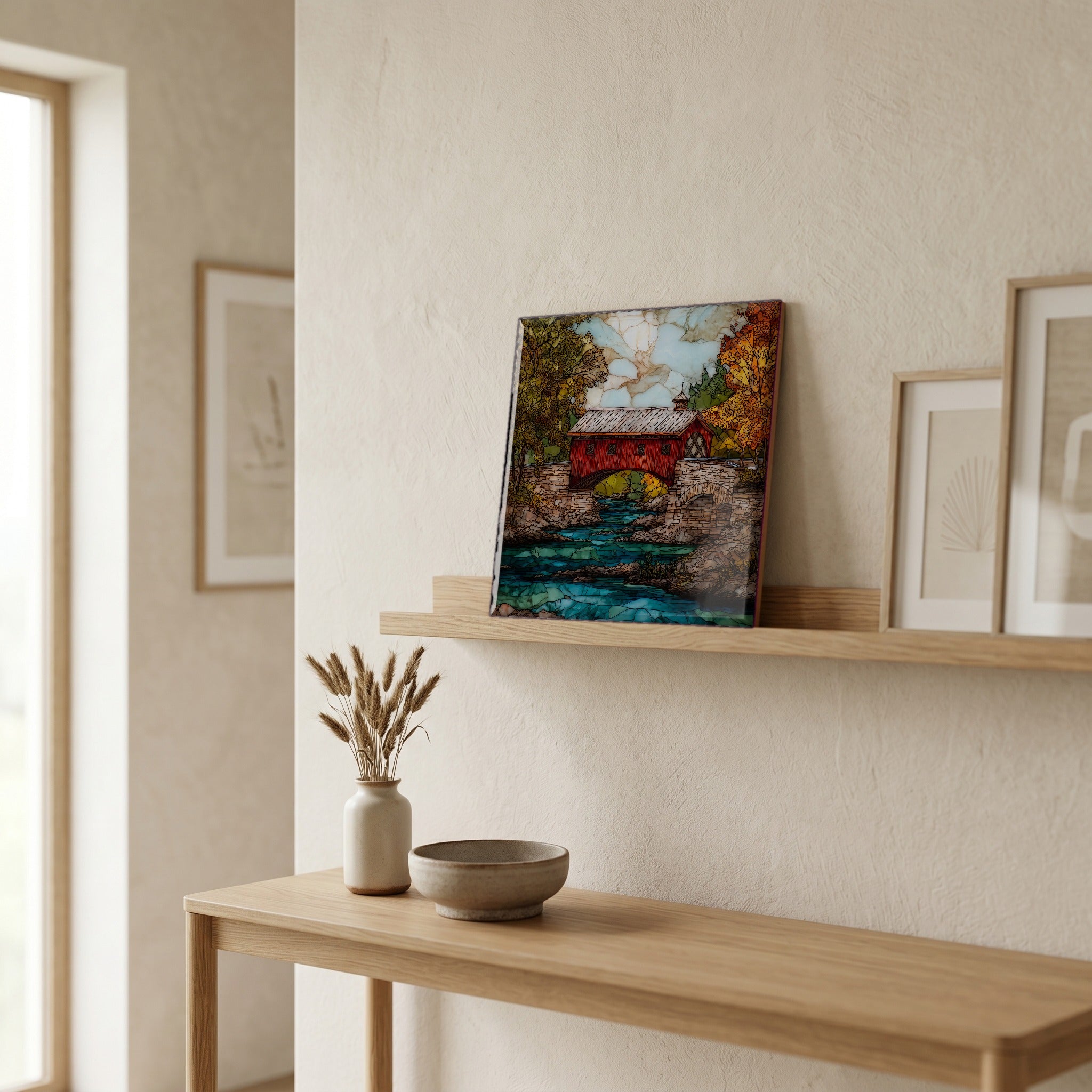 In the entryway, first thing you see.