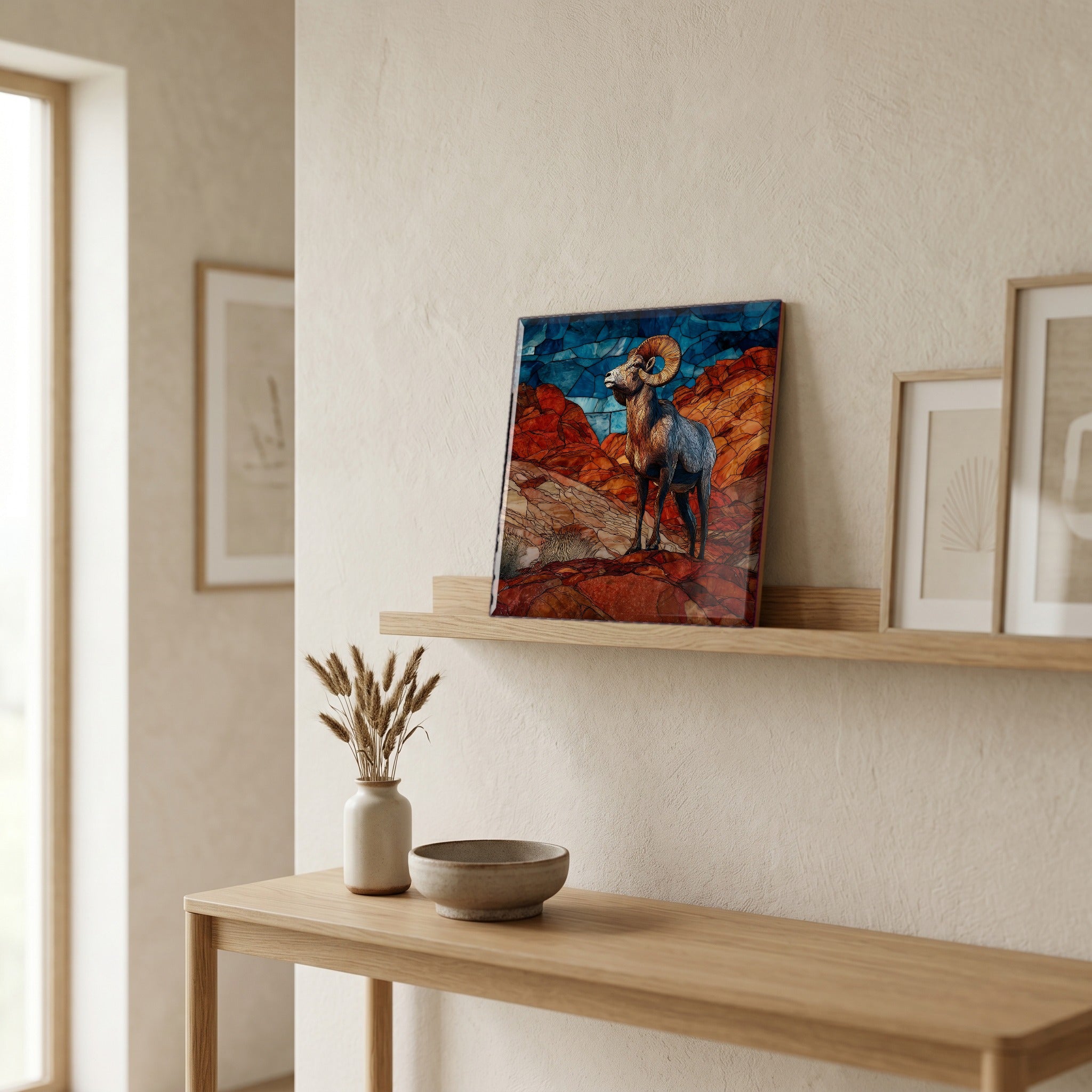 In the entryway, first thing you see.