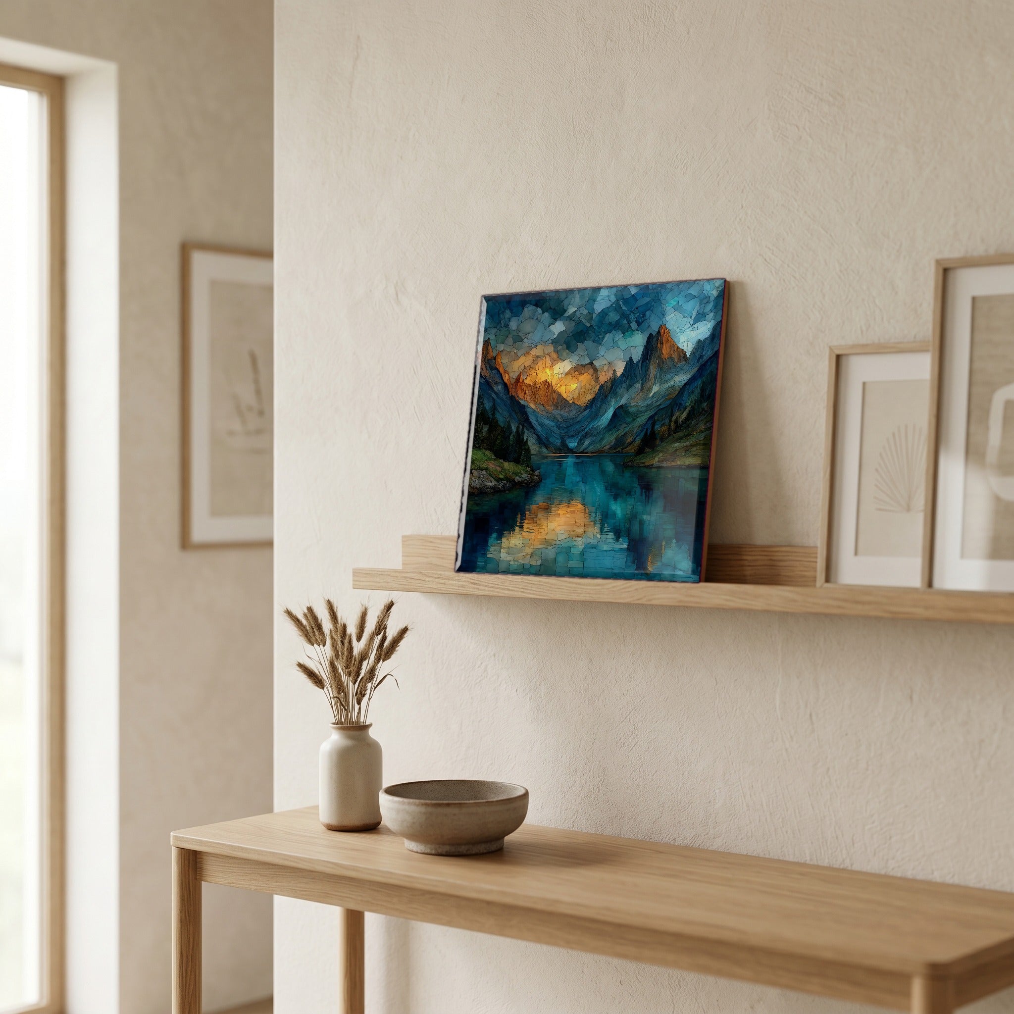 In the entryway, first thing you see.