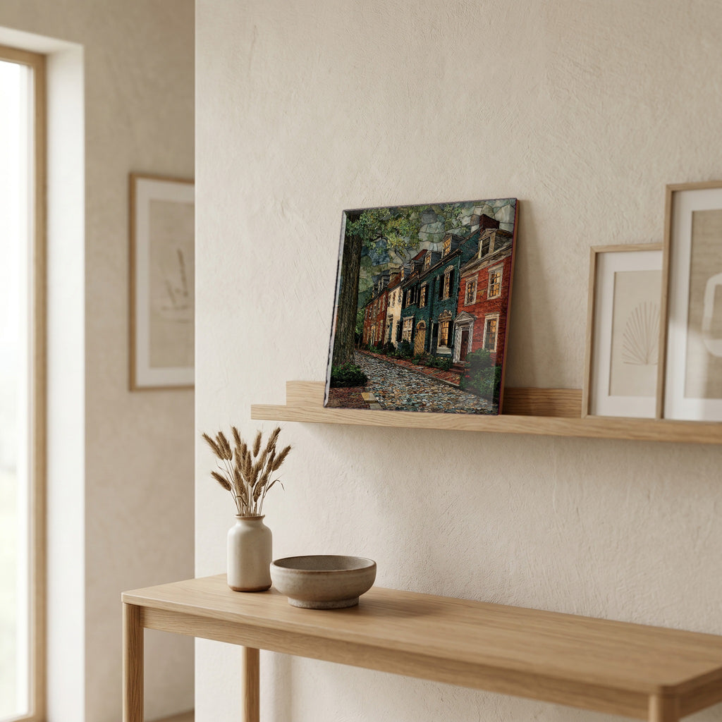 In the entryway, first thing you see.