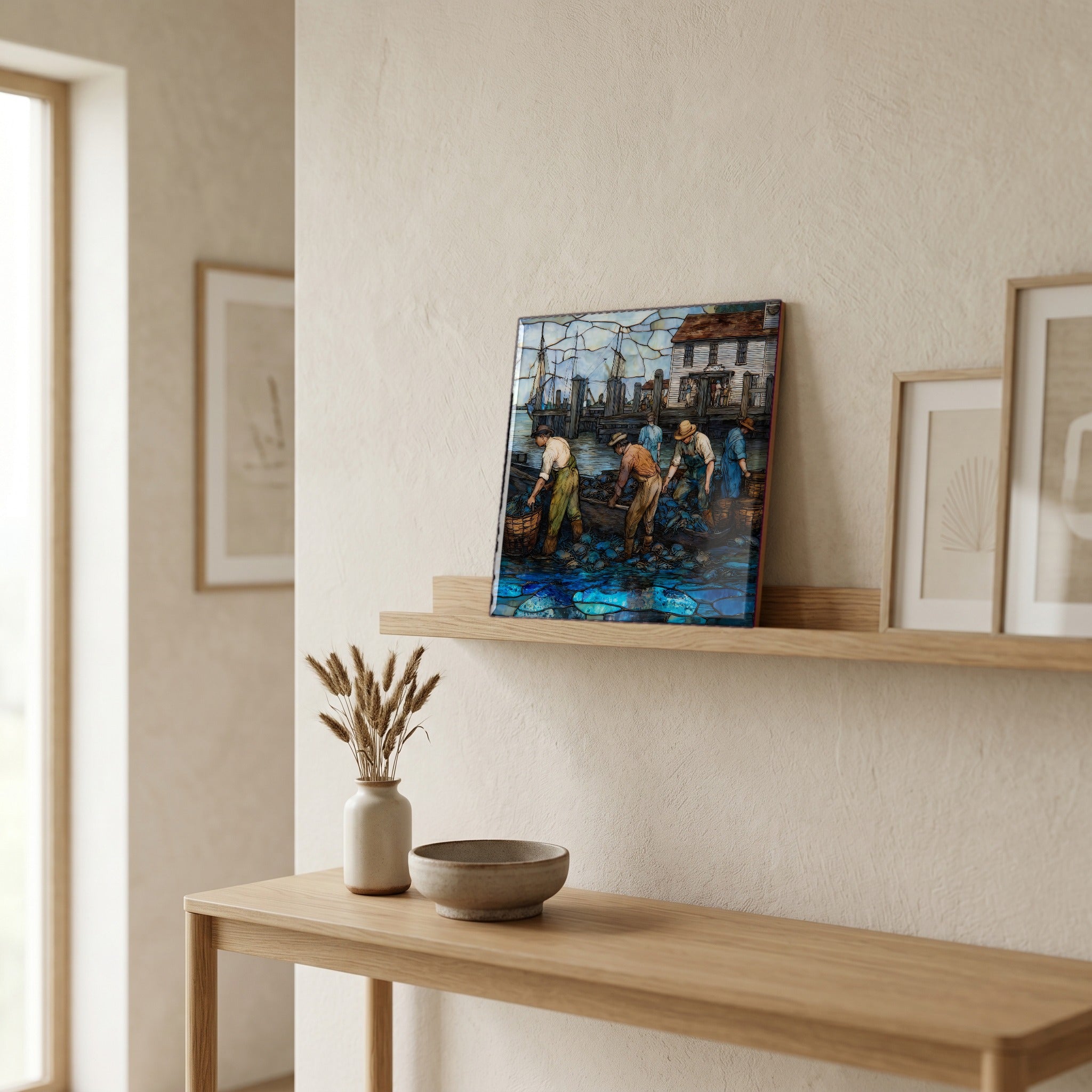 In the entryway, first thing you see.