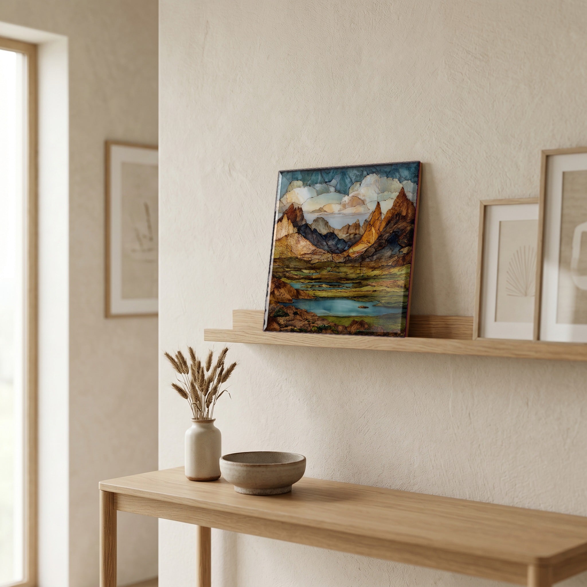In the entryway, first thing you see.