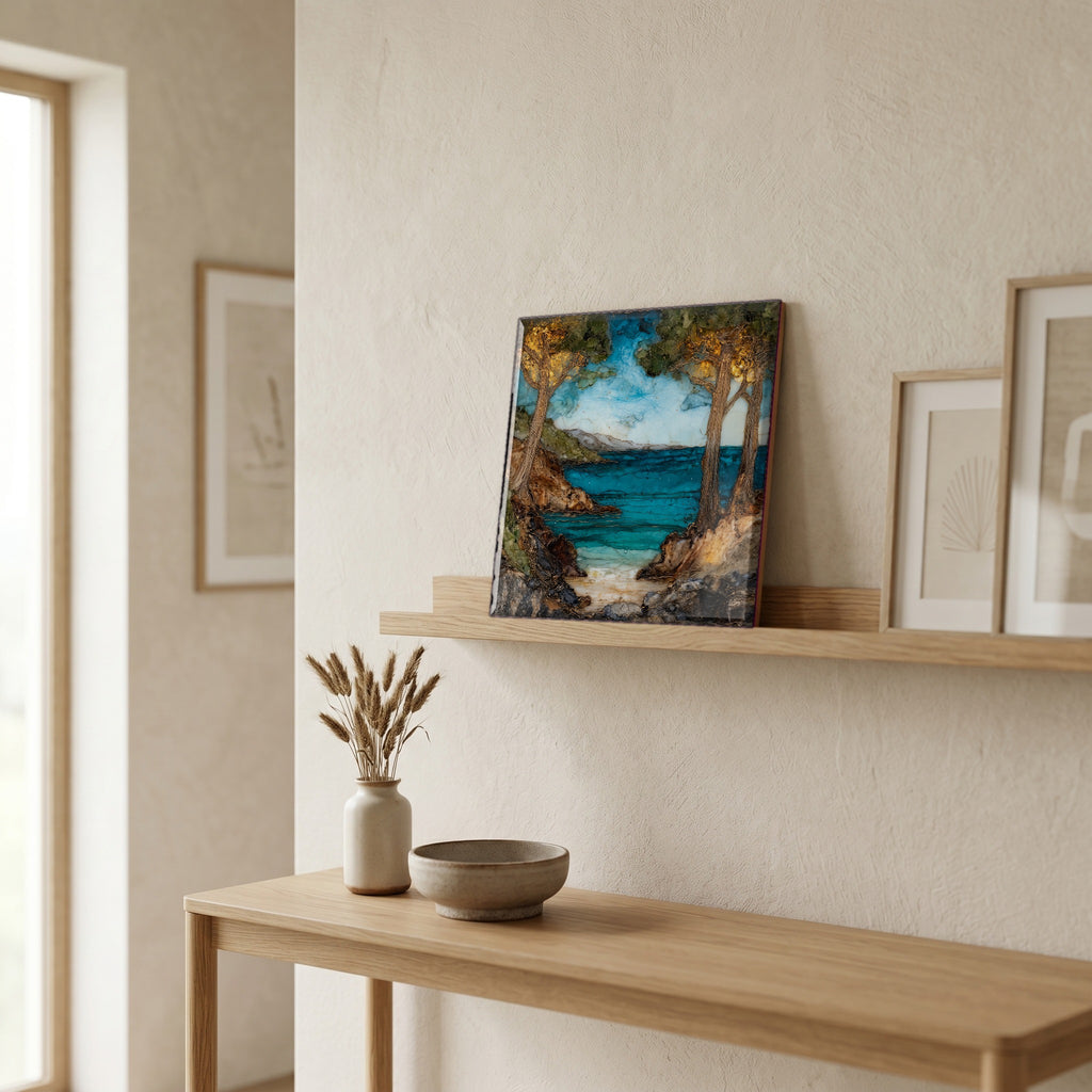 In the entryway, first thing you see.