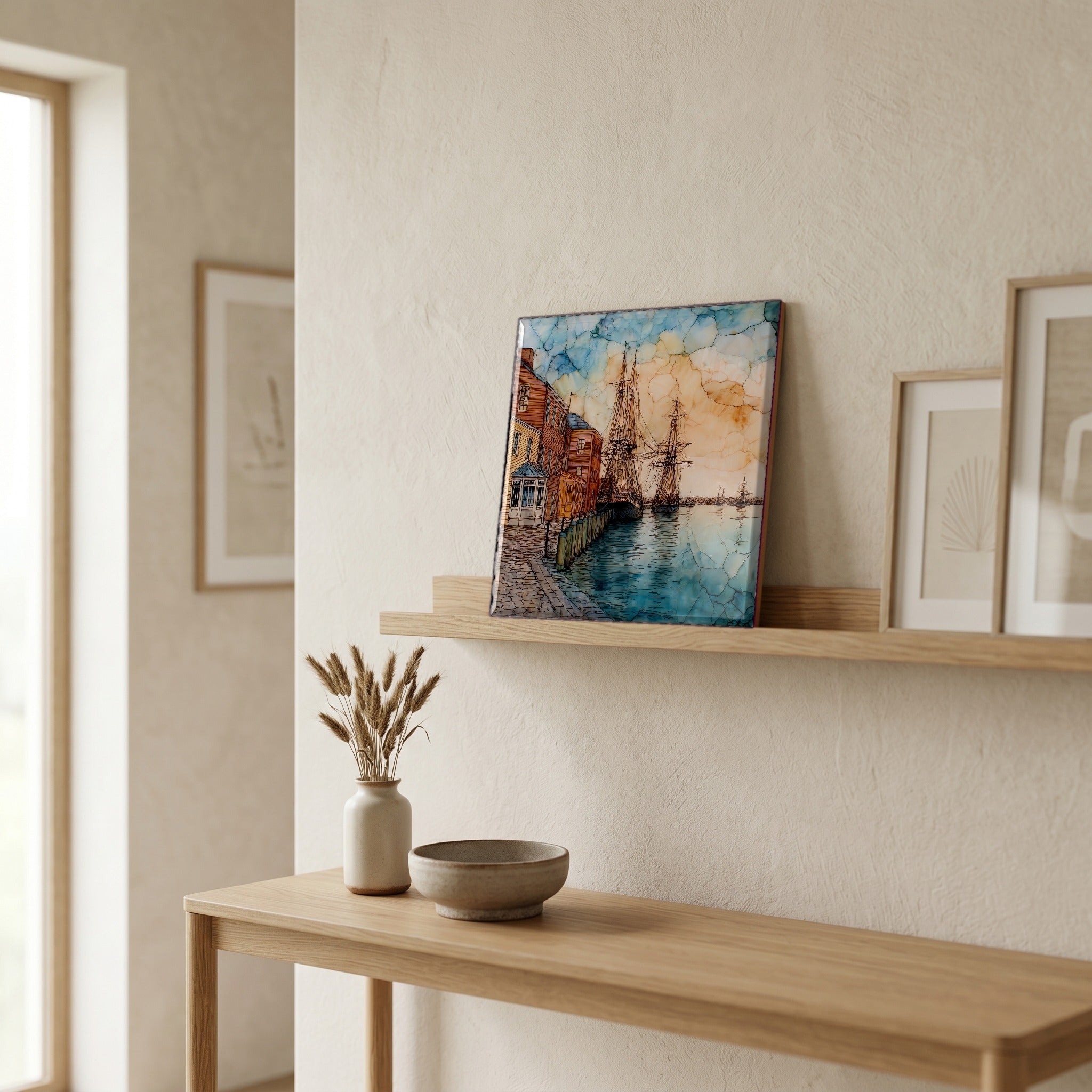 In the entryway, first thing you see.