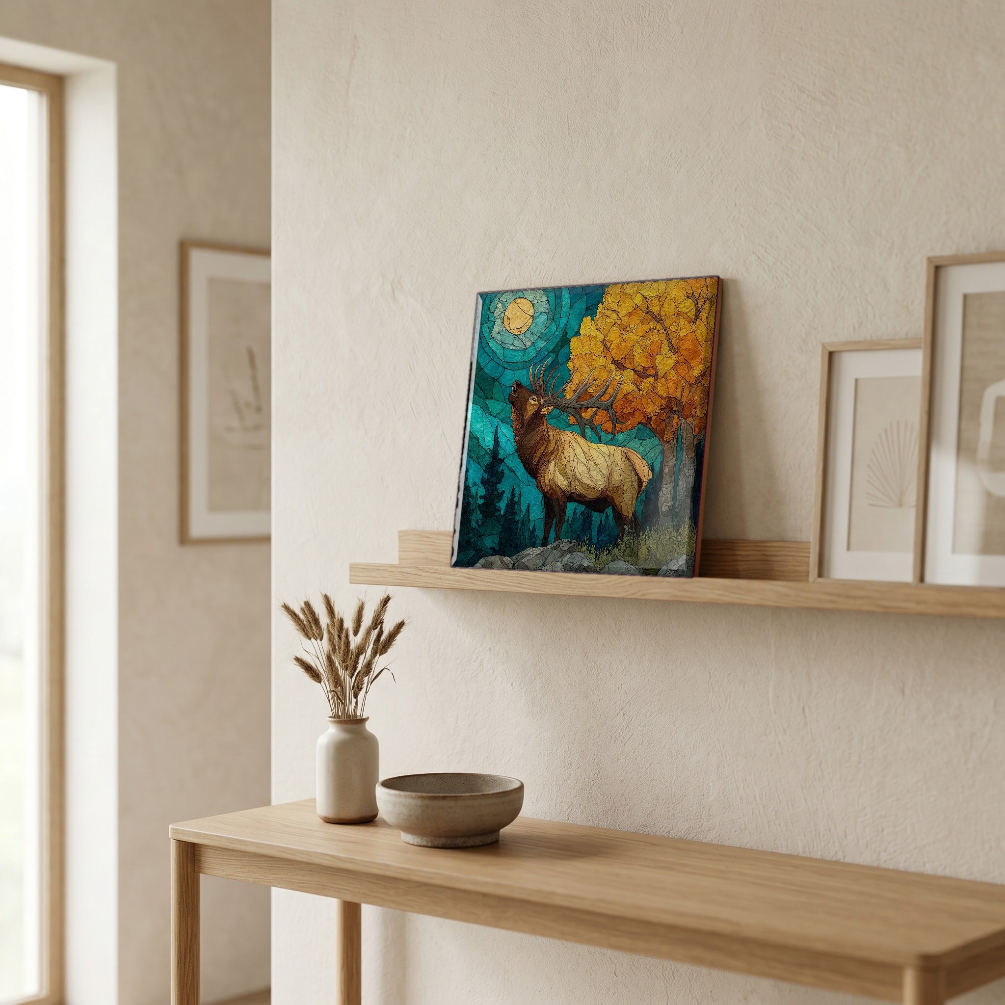 In the entryway, first thing you see.