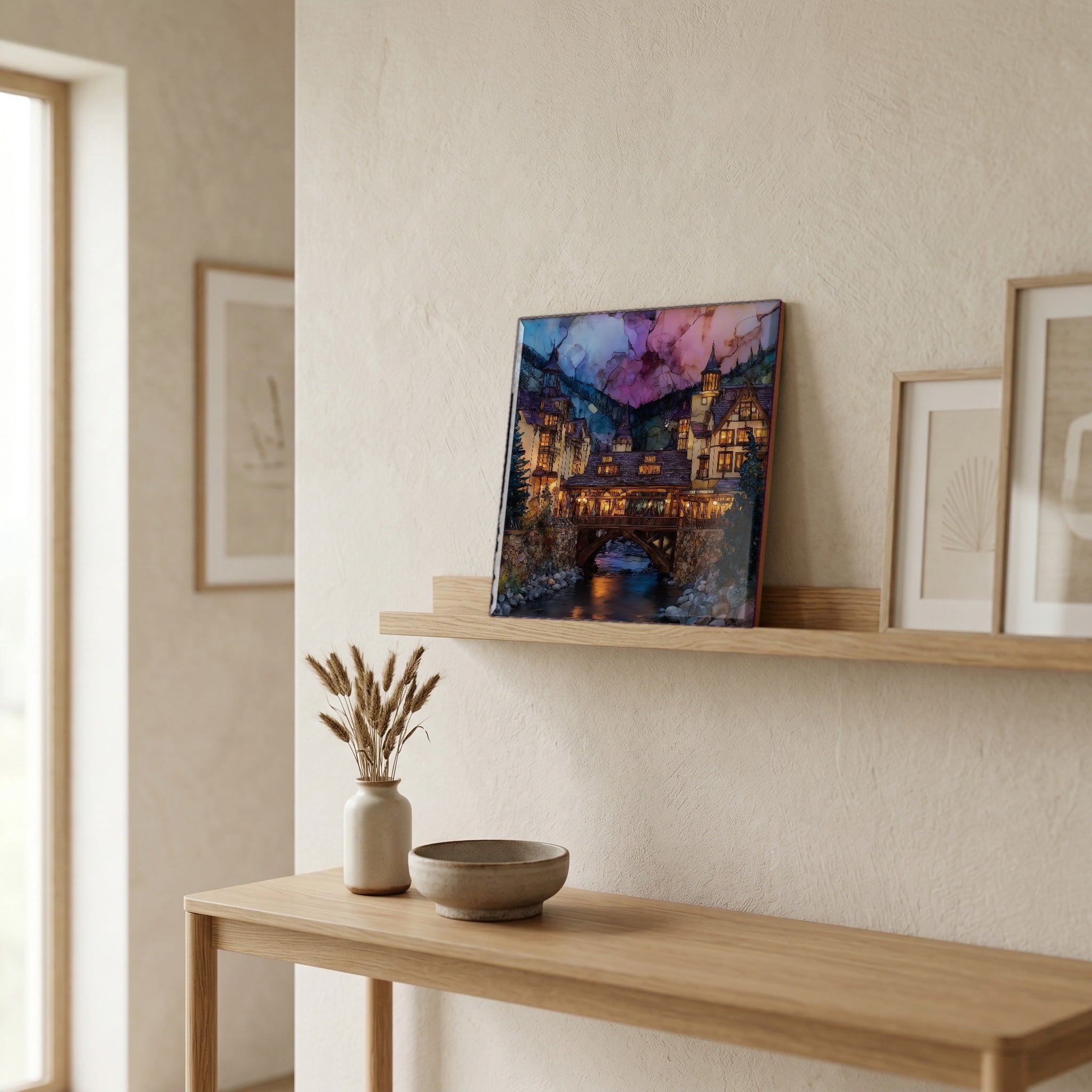 In the entryway, first thing you see.